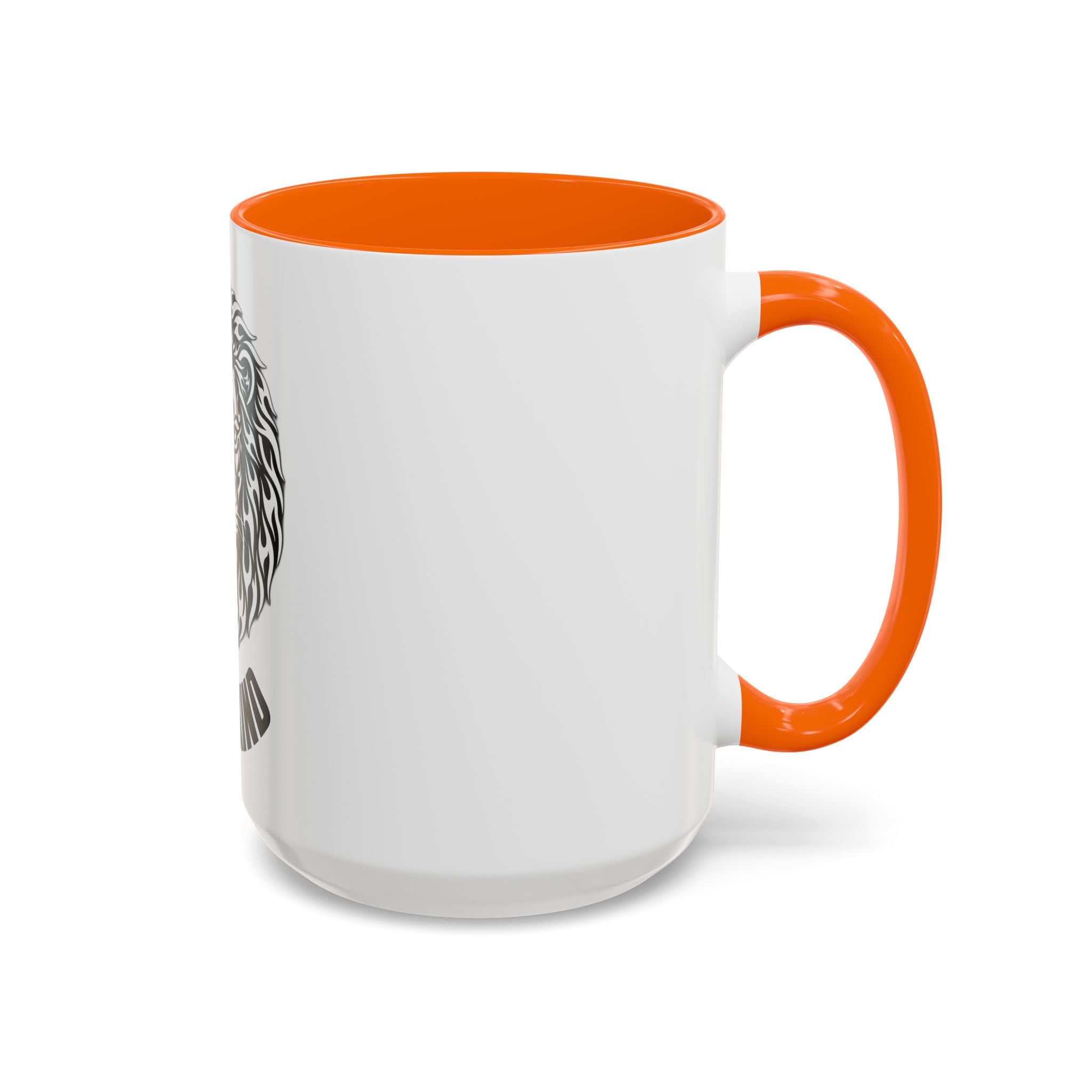 Lion Head Accent Coffee Mug — Black Tribal Lion Design (11oz & 15oz)