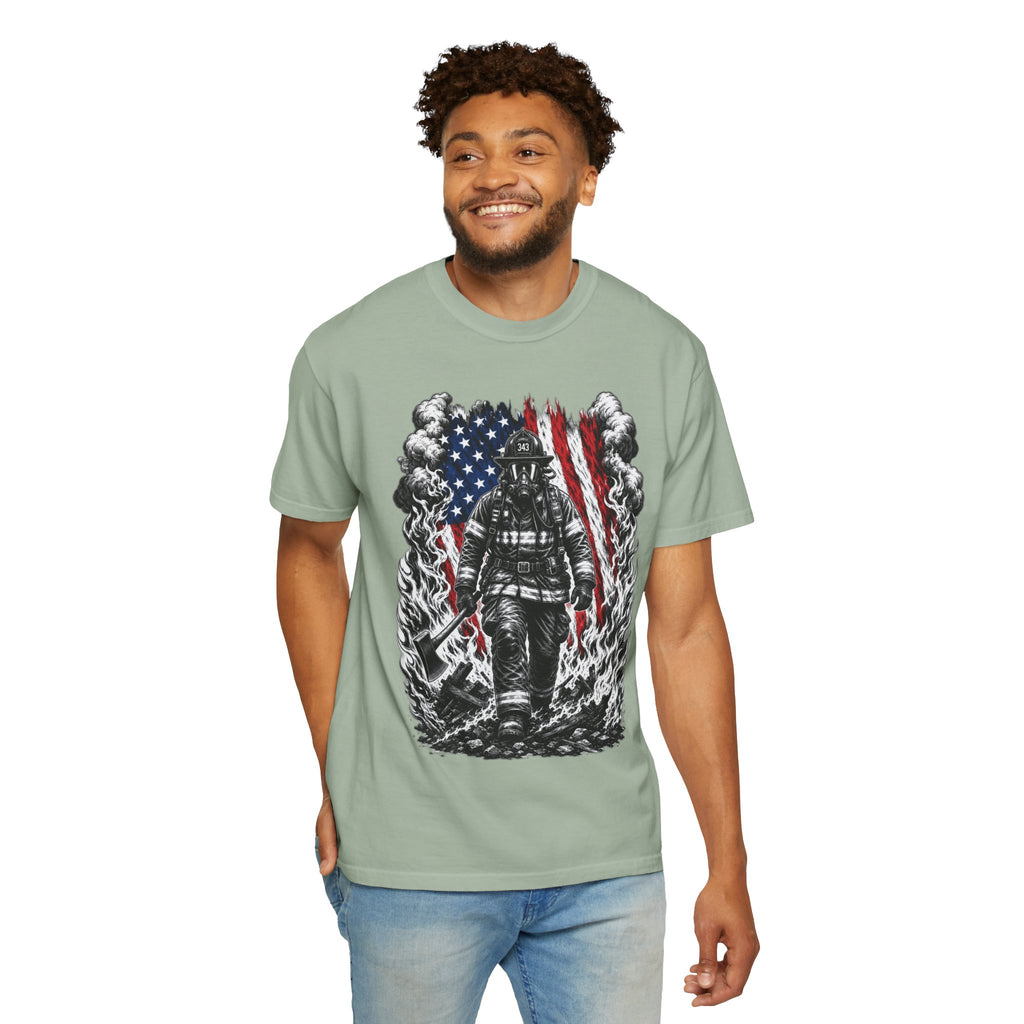 Firefighter American Flag T-Shirt — Brave Firefighter Graphic Tee