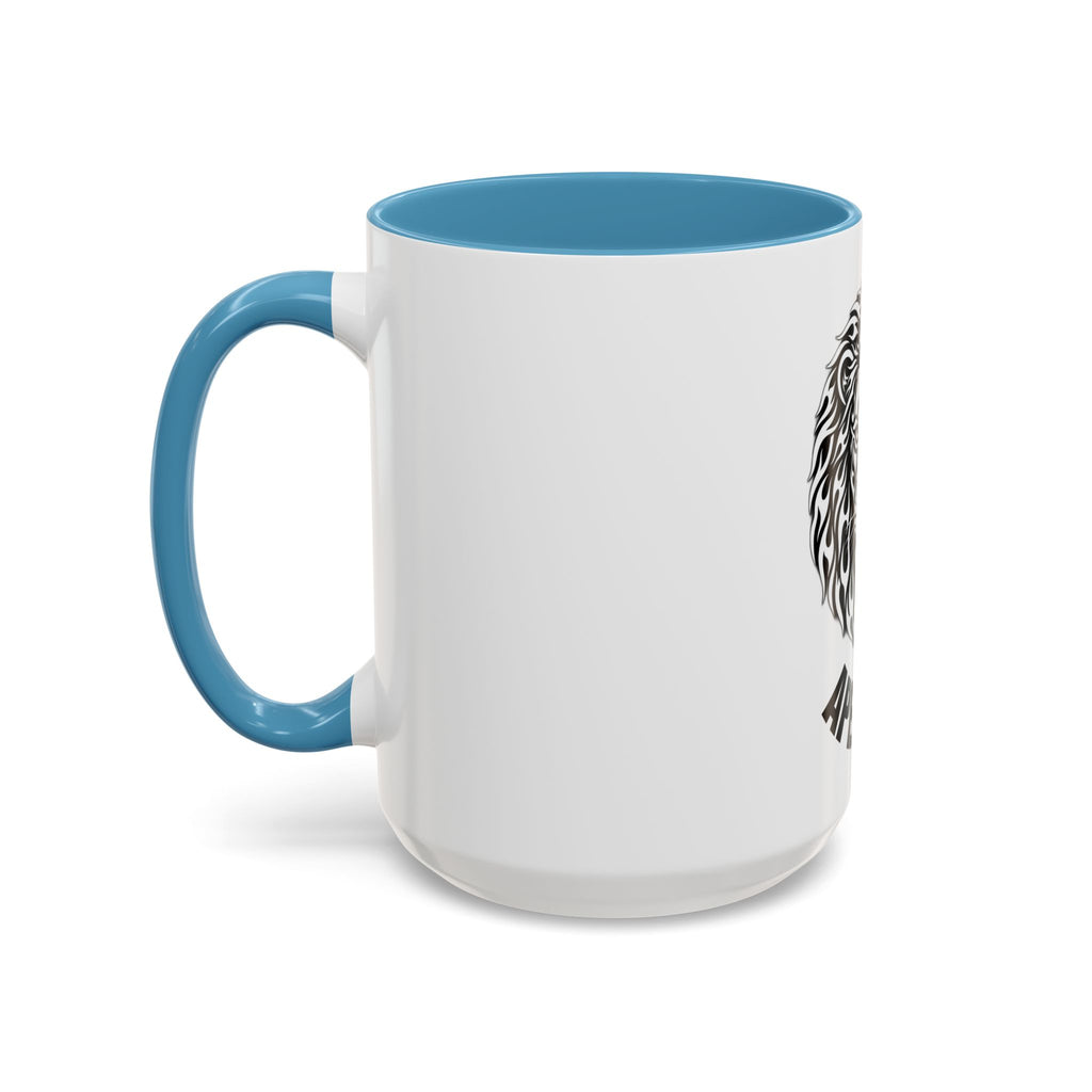 Lion Head Accent Coffee Mug — Black Tribal Lion Design (11oz & 15oz)