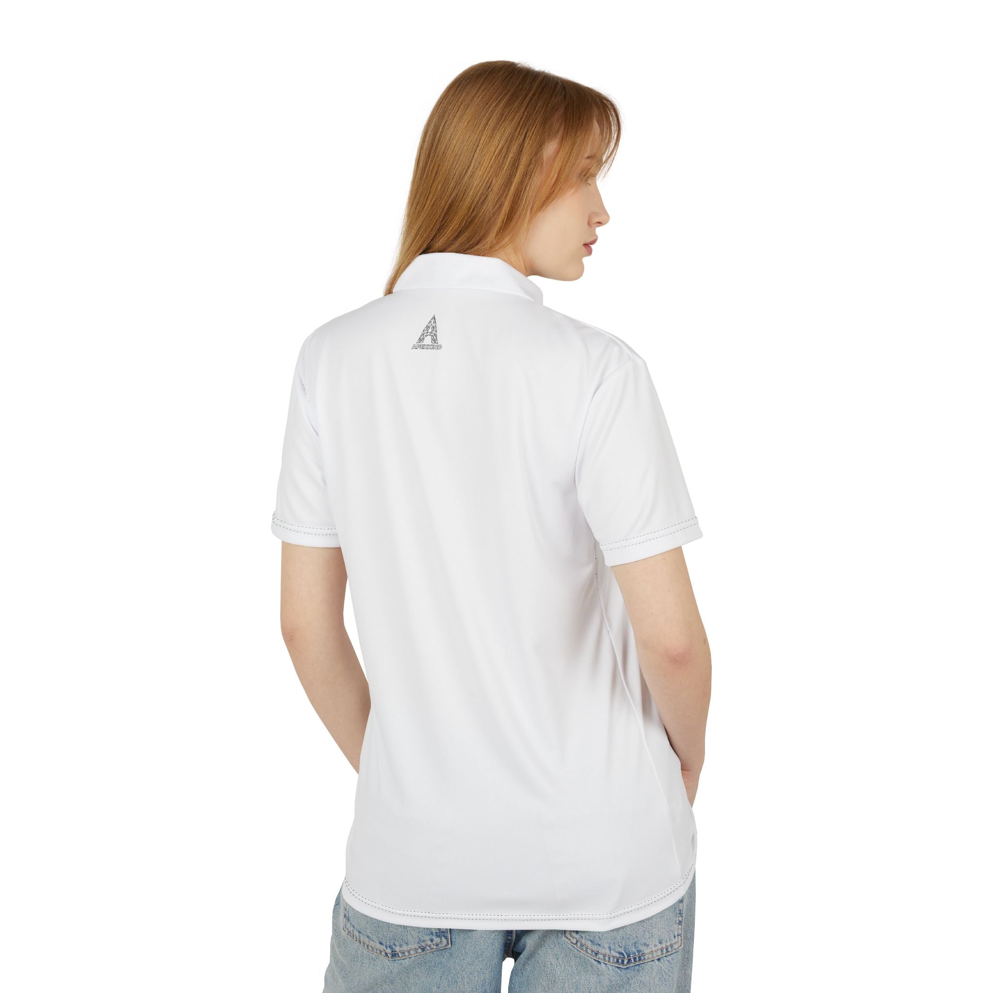 Classic White Polo Shirt with Minimal Embroidered Triangle Logo