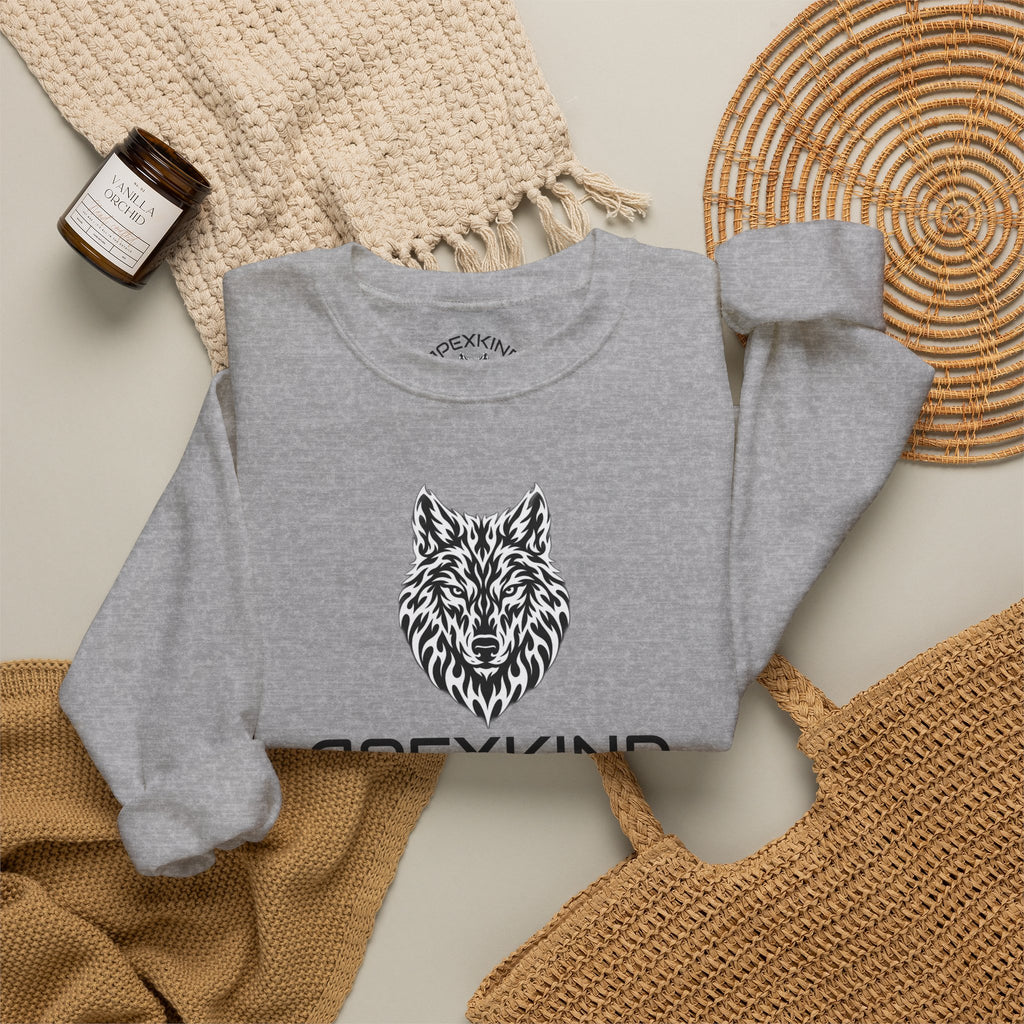 Lone Wolf Graphic Crewneck Sweatshirt — APEXKIND "Walk Wild, Live Sharp"