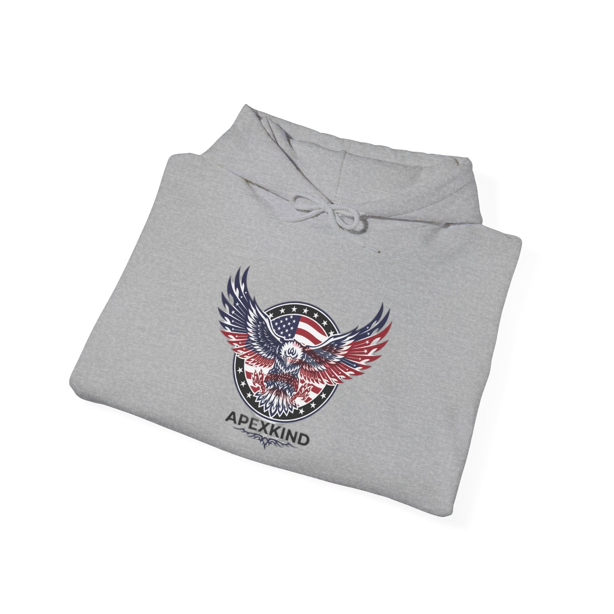 Patriotic Eagle Hoodie — American Flag Wings "APEXKIND" Design