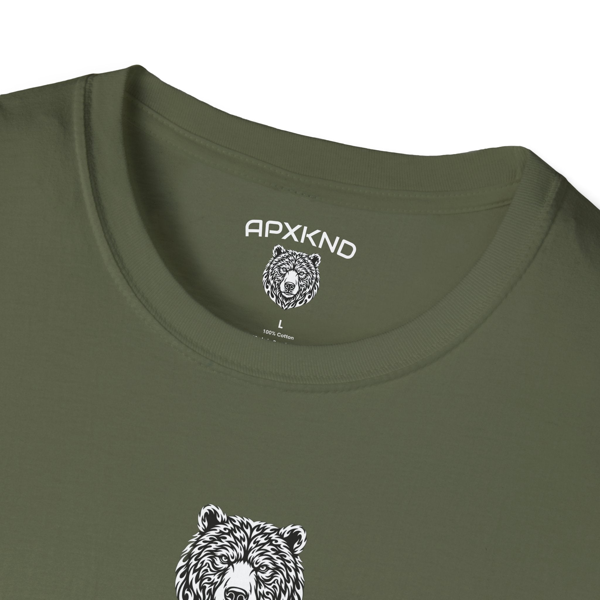 Apexkind Fear No Battle Grizzly Graphic T-Shirt – Unisex 100% Cotton Streetwear Tee, black