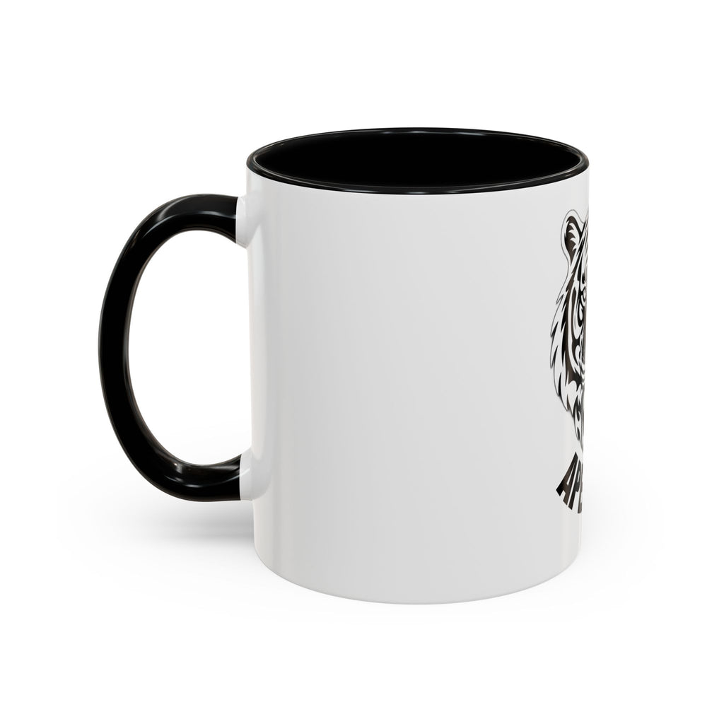 Tiger Head Accent Coffee Mug — Monochrome Tribal Tiger Face Ceramic Cup (11/15oz)