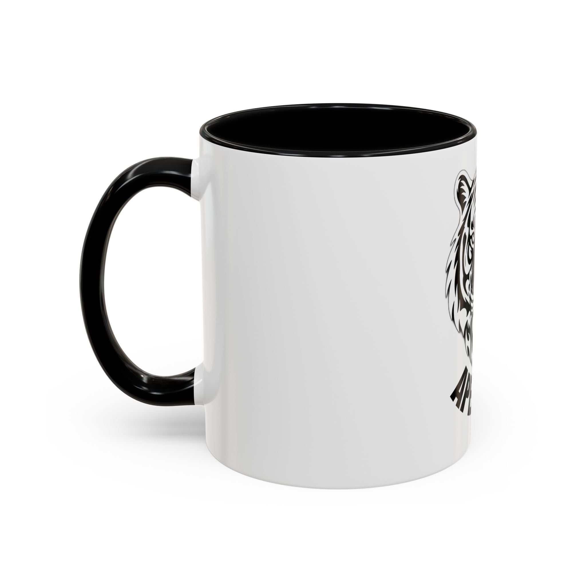 Tiger Head Accent Coffee Mug — Monochrome Tribal Tiger Face Ceramic Cup (11/15oz)