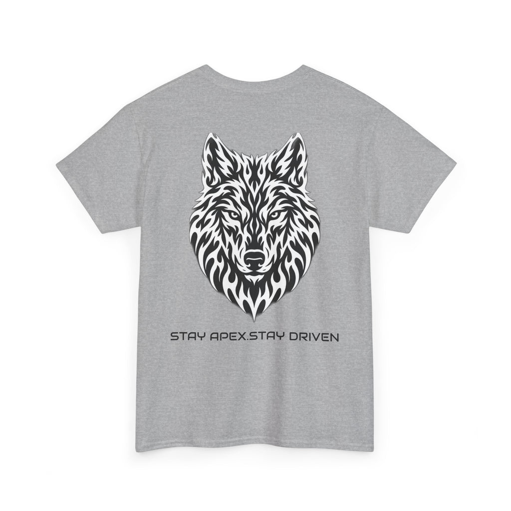 Wolf Graphic Tee — 'Stay Apex, Stay Driven' Motivational Shirt