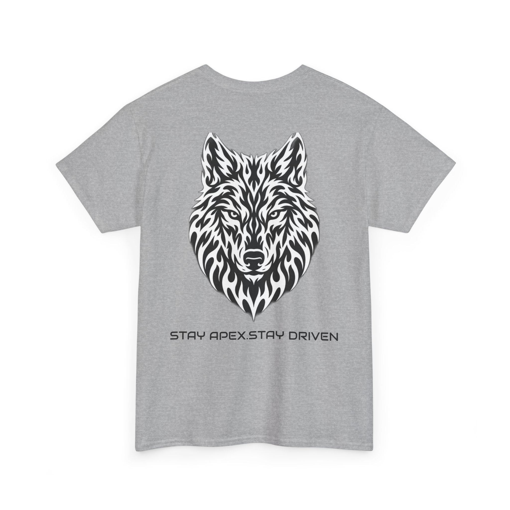 Wolf Graphic Tee — 'Stay Apex, Stay Driven' Motivational Shirt