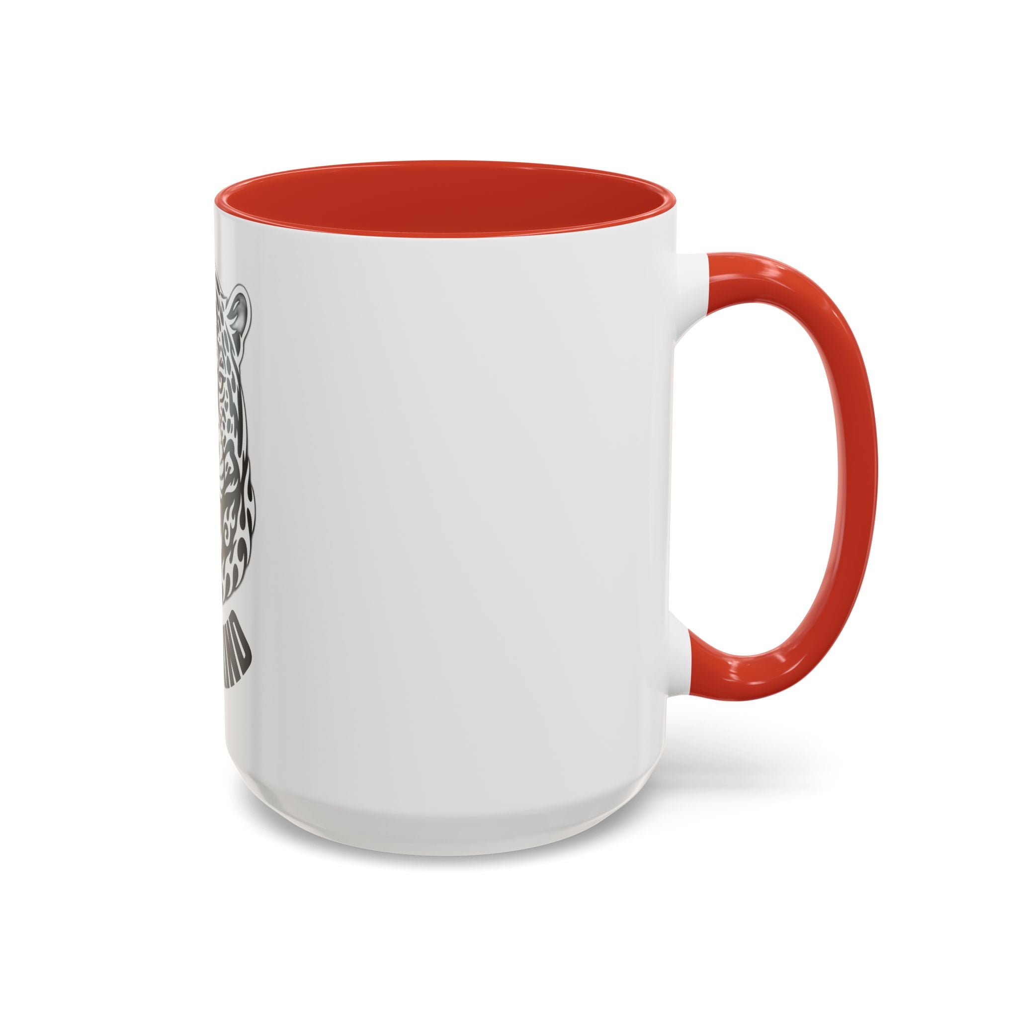 Tribal Wolf Accent Coffee Mug – Black Interior & Handle, Fierce Wolf Head Design (11/15 oz)
