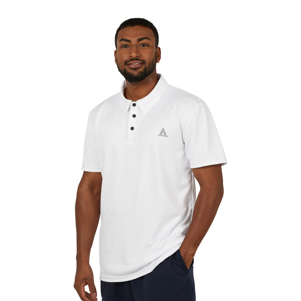 Classic White Polo Shirt with Minimal Embroidered Triangle Logo