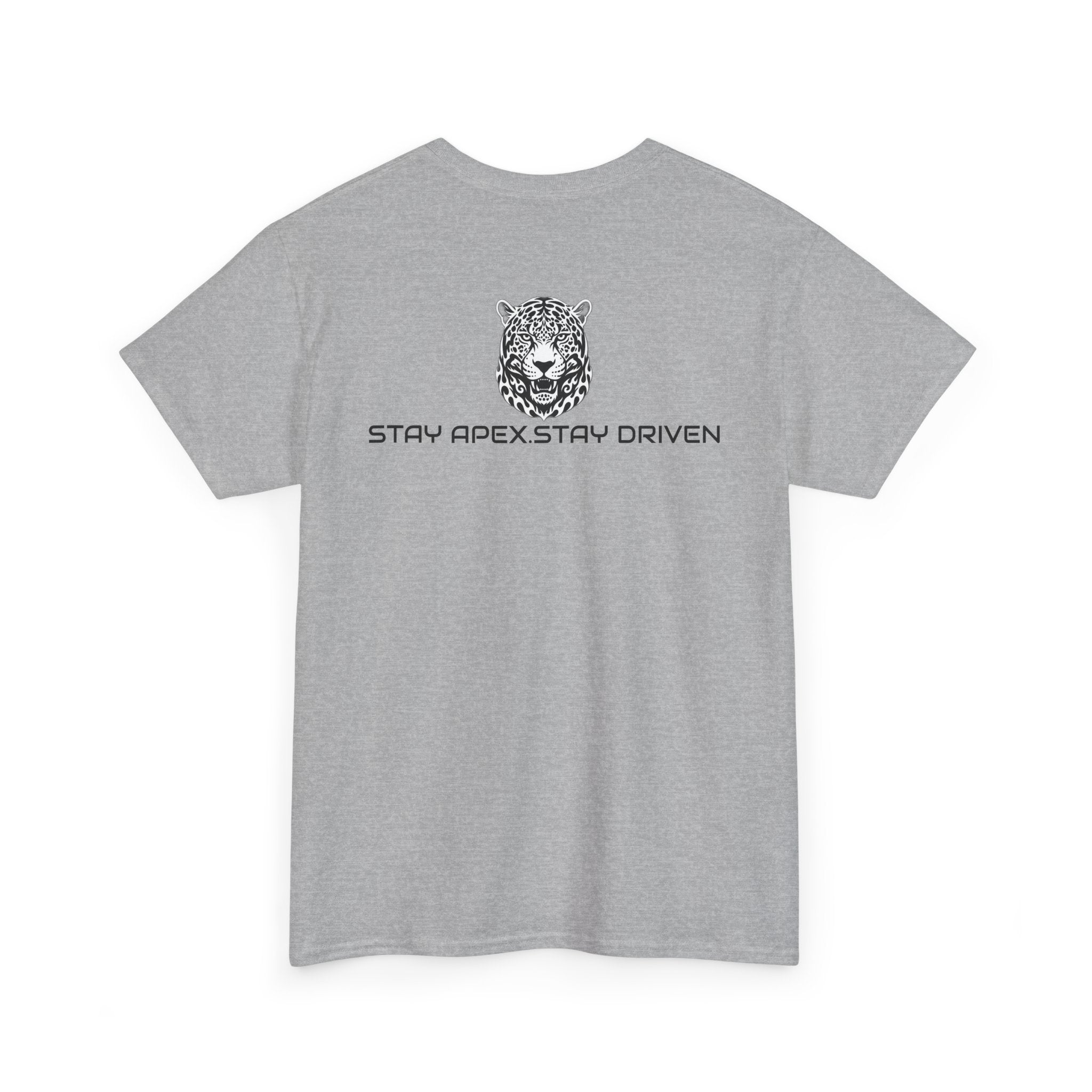 ApexKind Leopard Graphic Tee — 'Stay Apex Stay Driven' Motivational Cotton Shirt