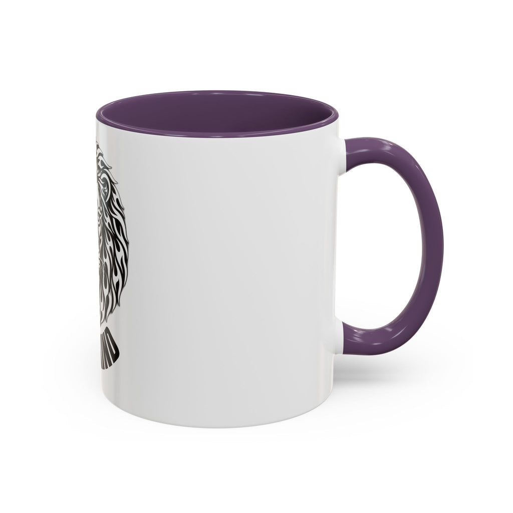 Lion Head Accent Coffee Mug — Black Tribal Lion Design (11oz & 15oz)