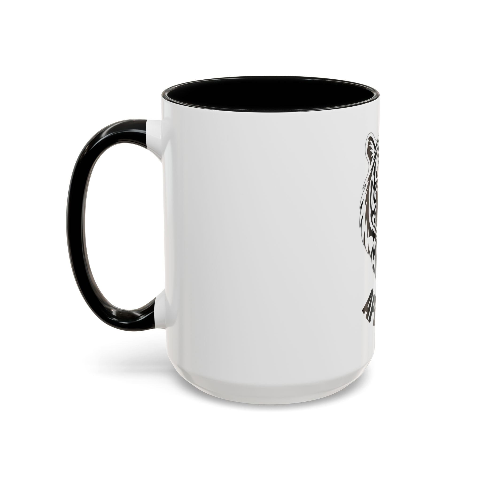 Tiger Head Accent Coffee Mug — Monochrome Tribal Tiger Face Ceramic Cup (11/15oz)