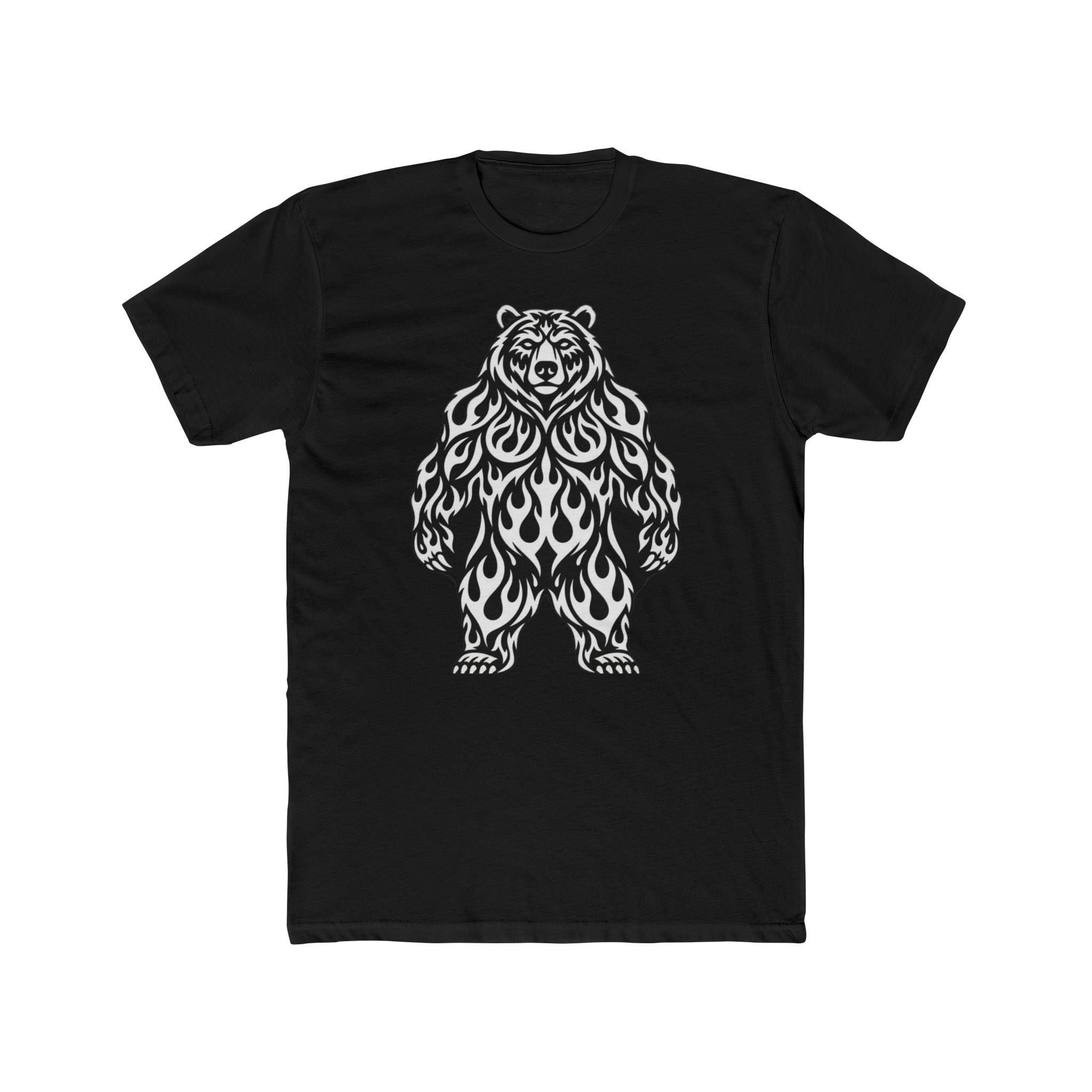 Flame Bear Graphic Tee — Tribal-Inspired Black Bear T-Shirt