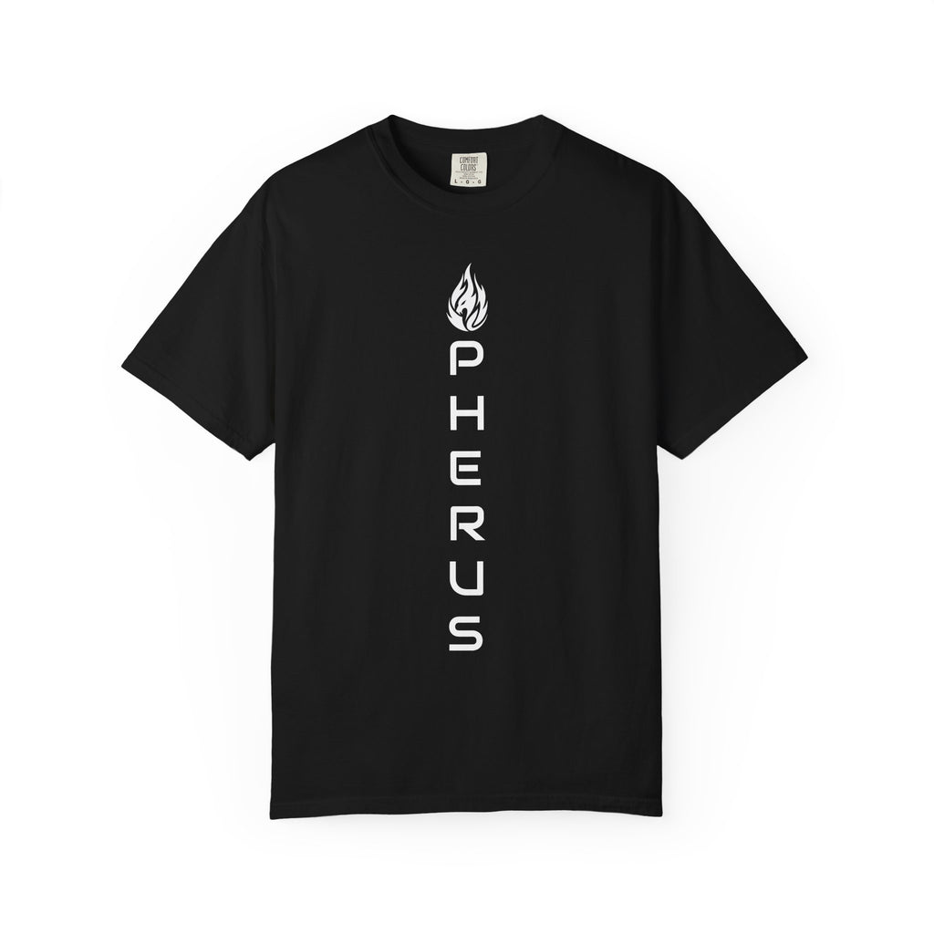 Pherus Vertical Flame Tee — Unisex Garment-Dyed Graphic T-Shirt