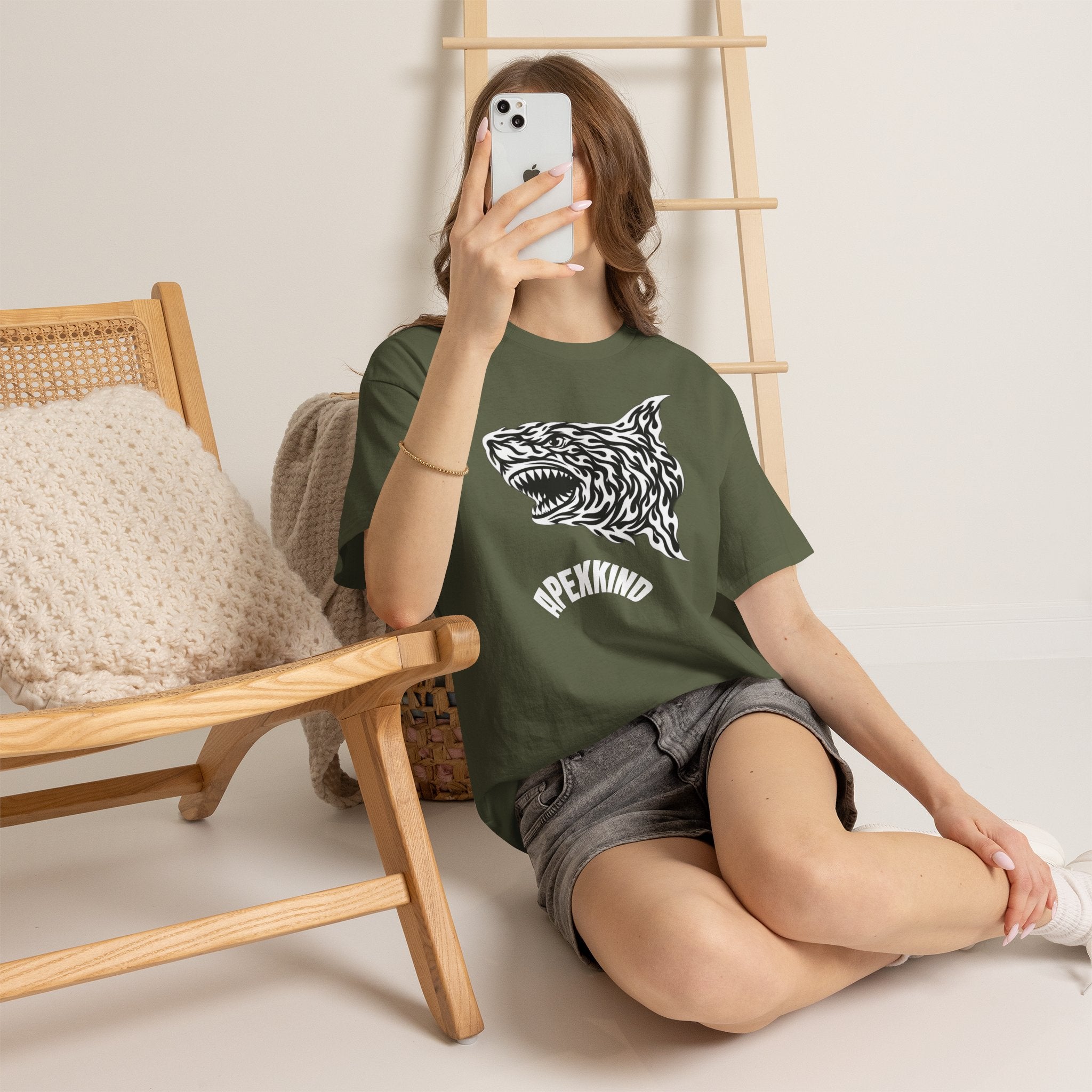 Tribal Flame Shark T-Shirt — "Apexkind" Tribal Shark Design