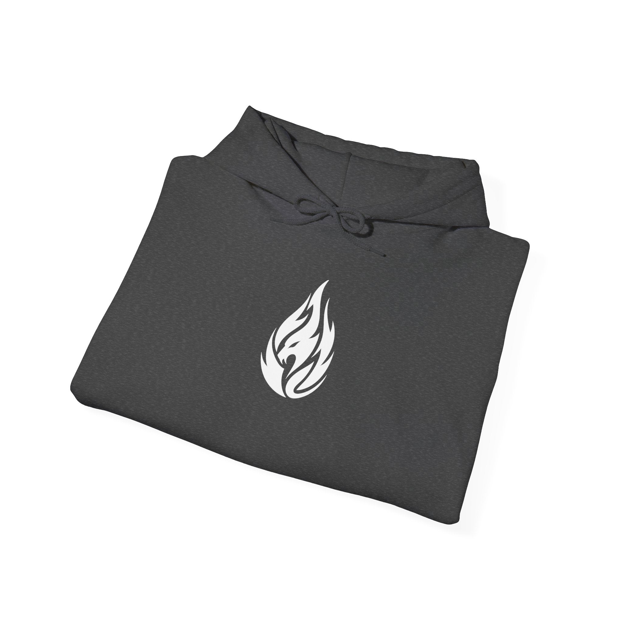 FERAL FLAME  Hoodie — Bold Flame Logo Pullover with Sleeve Text