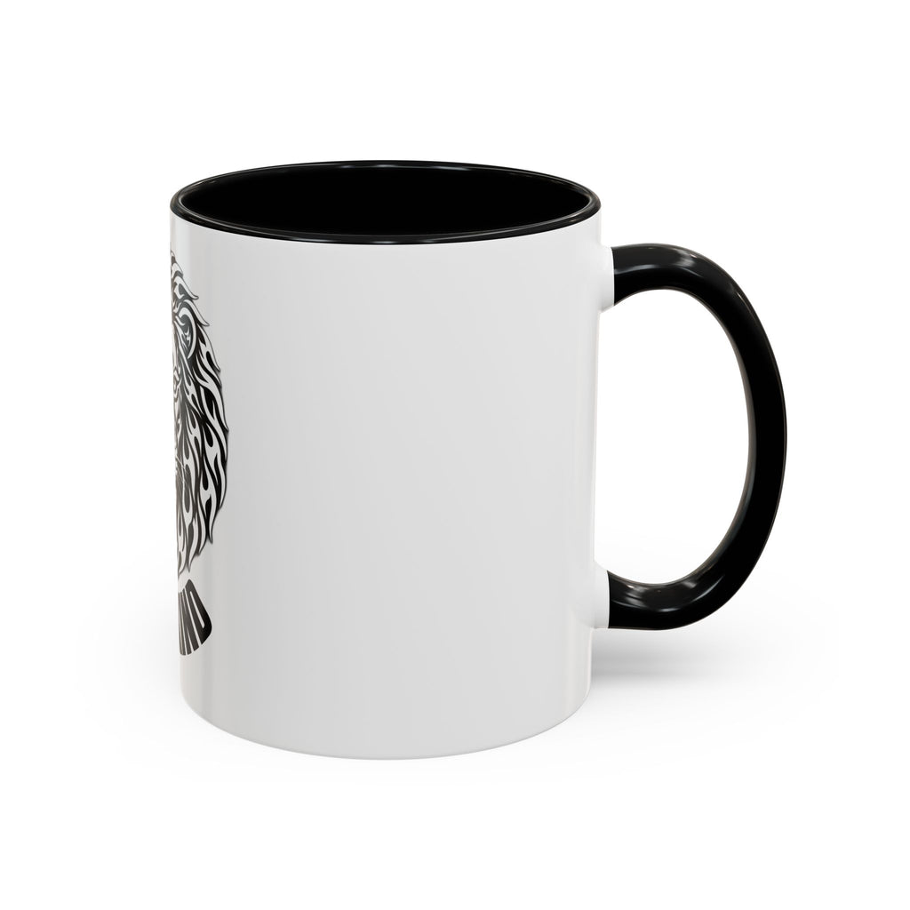 Lion Head Accent Coffee Mug — Black Tribal Lion Design (11oz & 15oz)