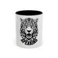 Tribal Wolf Accent Coffee Mug – Black Interior & Handle, Fierce Wolf Head Design (11/15 oz)