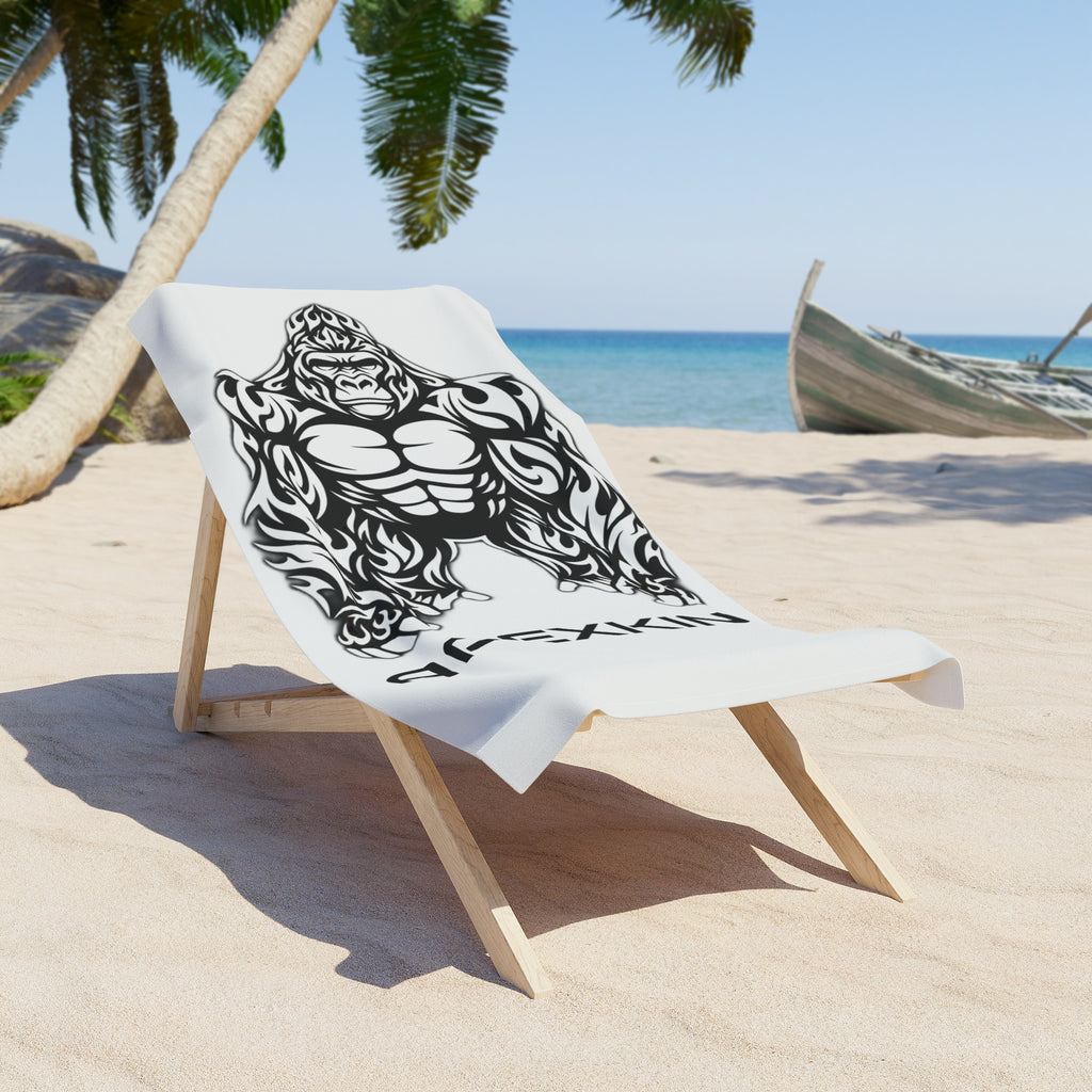 Gorilla Tribal Beach Towel — APEXKIND Bold Black & White Beach Towel