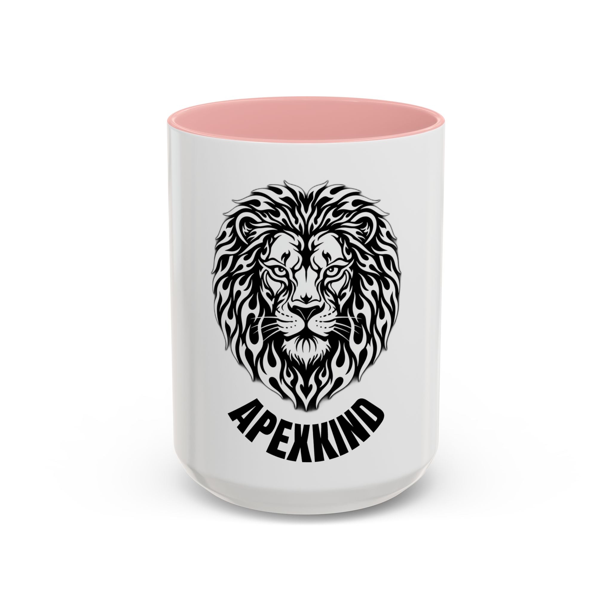 Lion Head Accent Coffee Mug — Black Tribal Lion Design (11oz & 15oz)