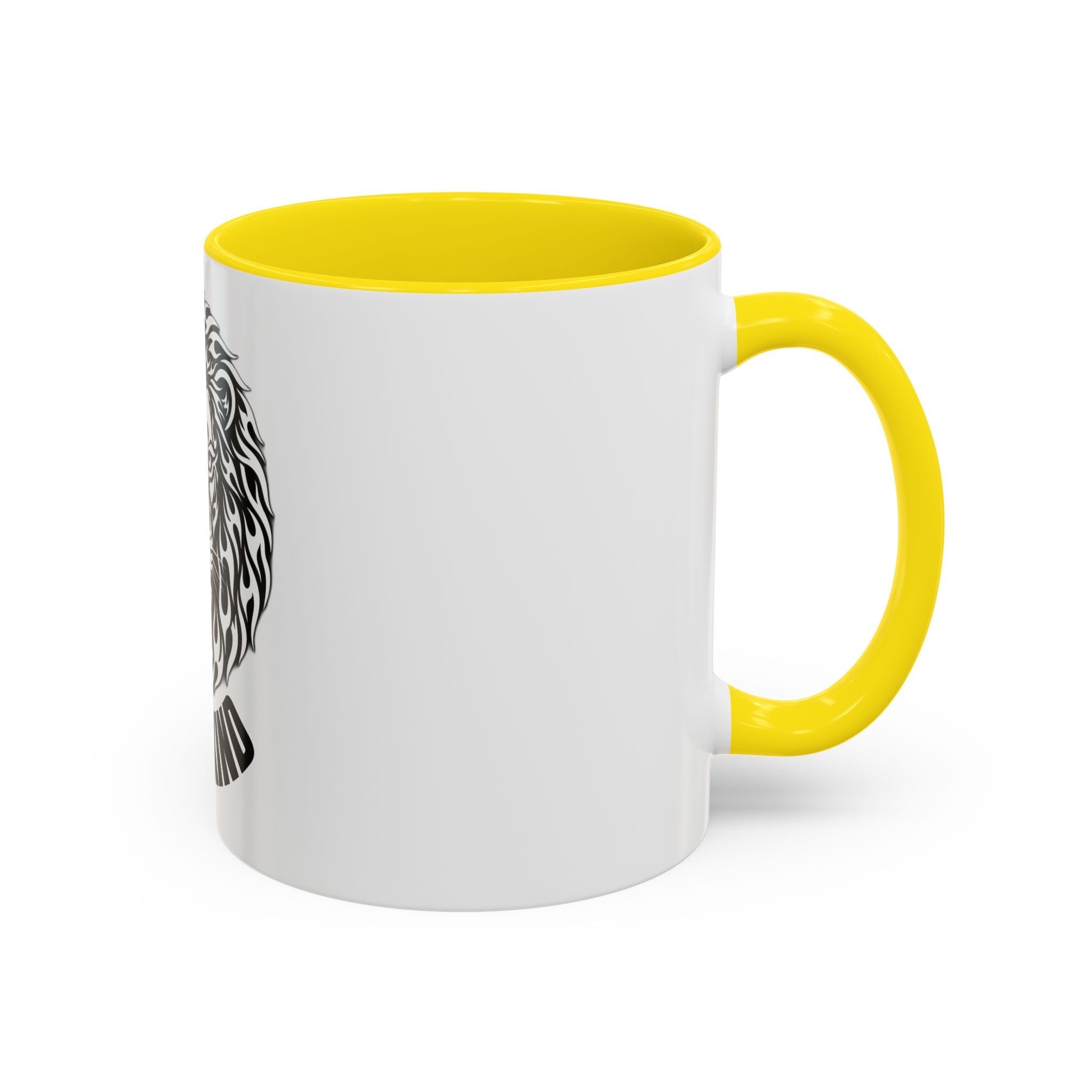 Lion Head Accent Coffee Mug — Black Tribal Lion Design (11oz & 15oz)
