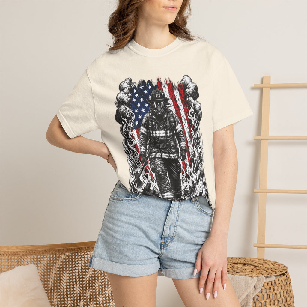 Firefighter American Flag T-Shirt — Brave Firefighter Graphic Tee
