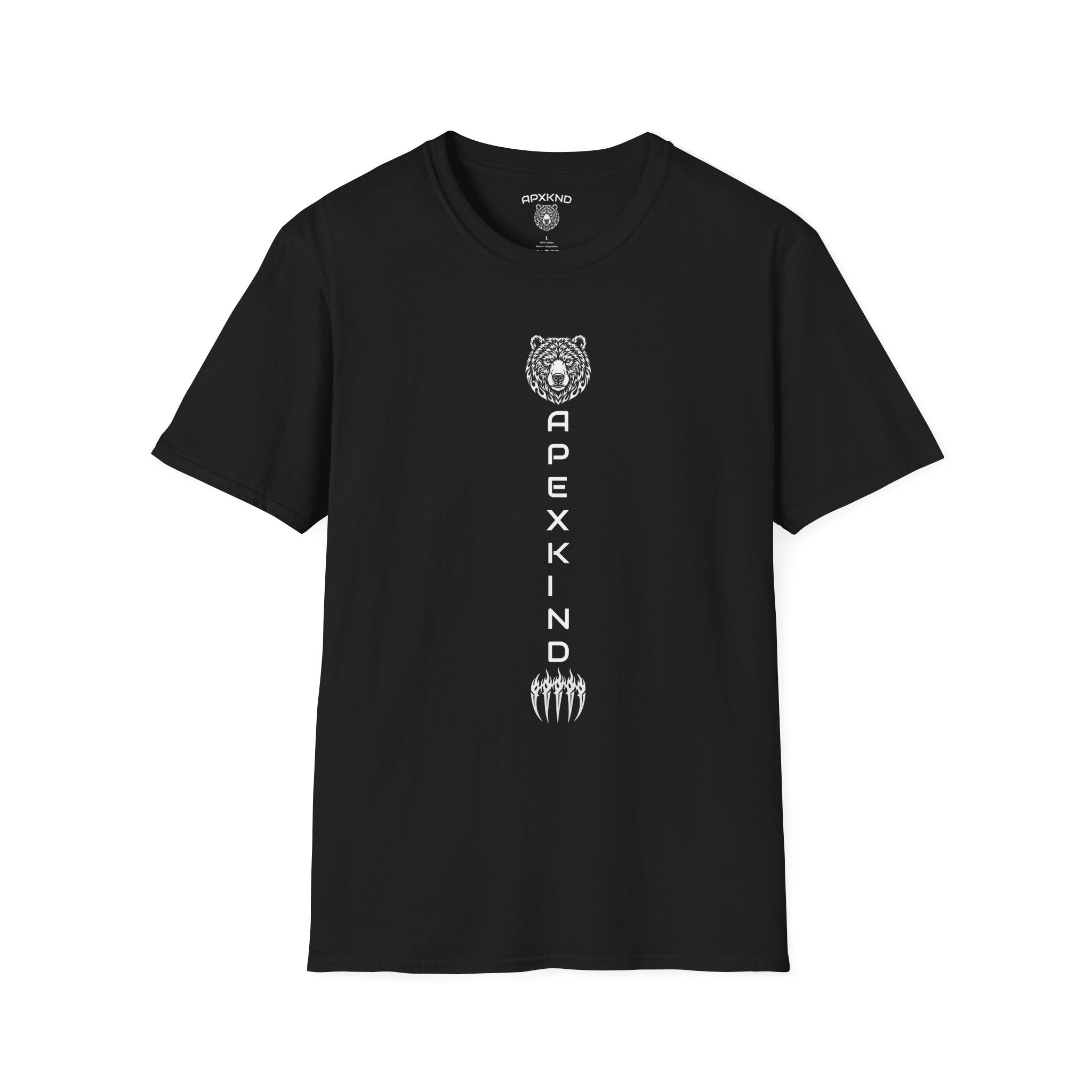 Apexkind Fear No Battle Grizzly Graphic T-Shirt – Unisex 100% Cotton Streetwear Tee, black