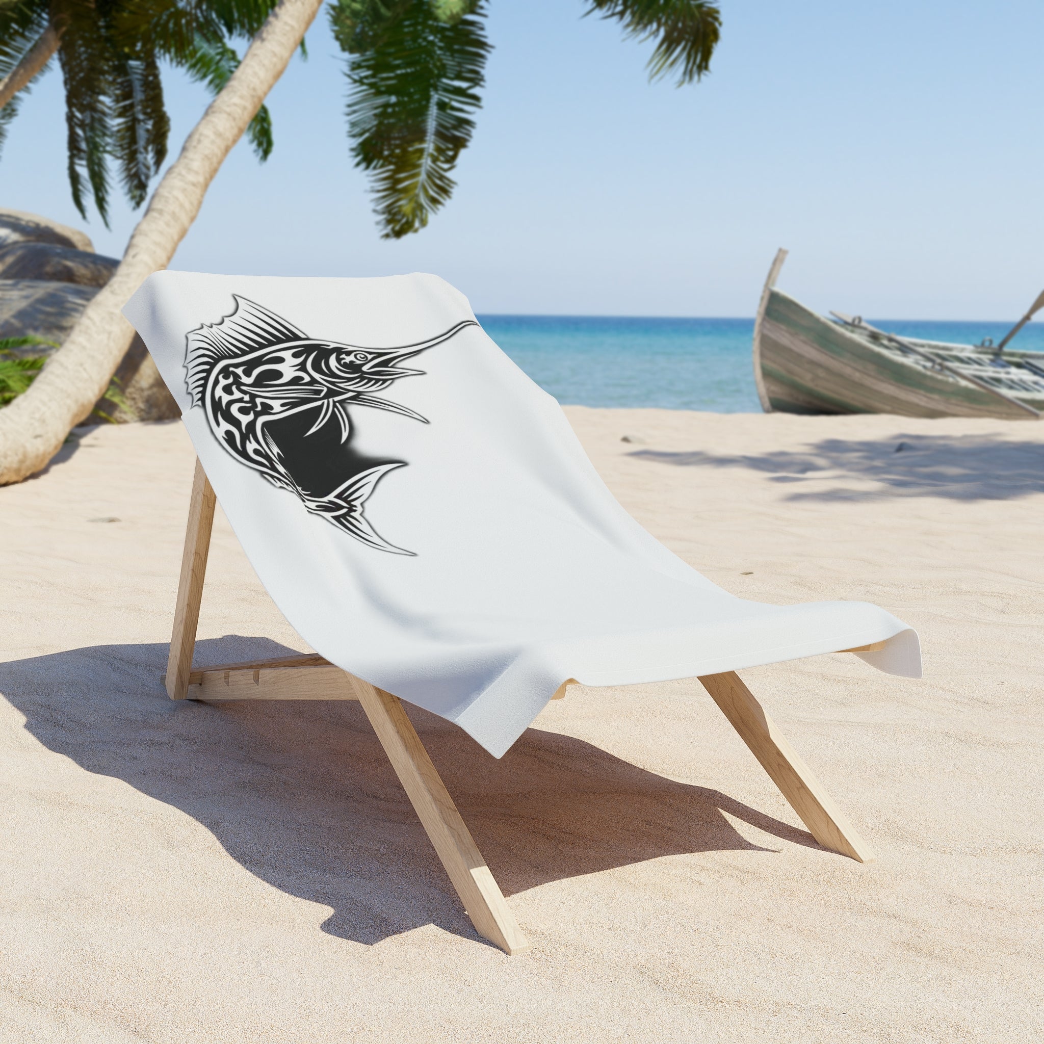Tribal Marlin Beach Towel | Fishing Ocean Fish Design