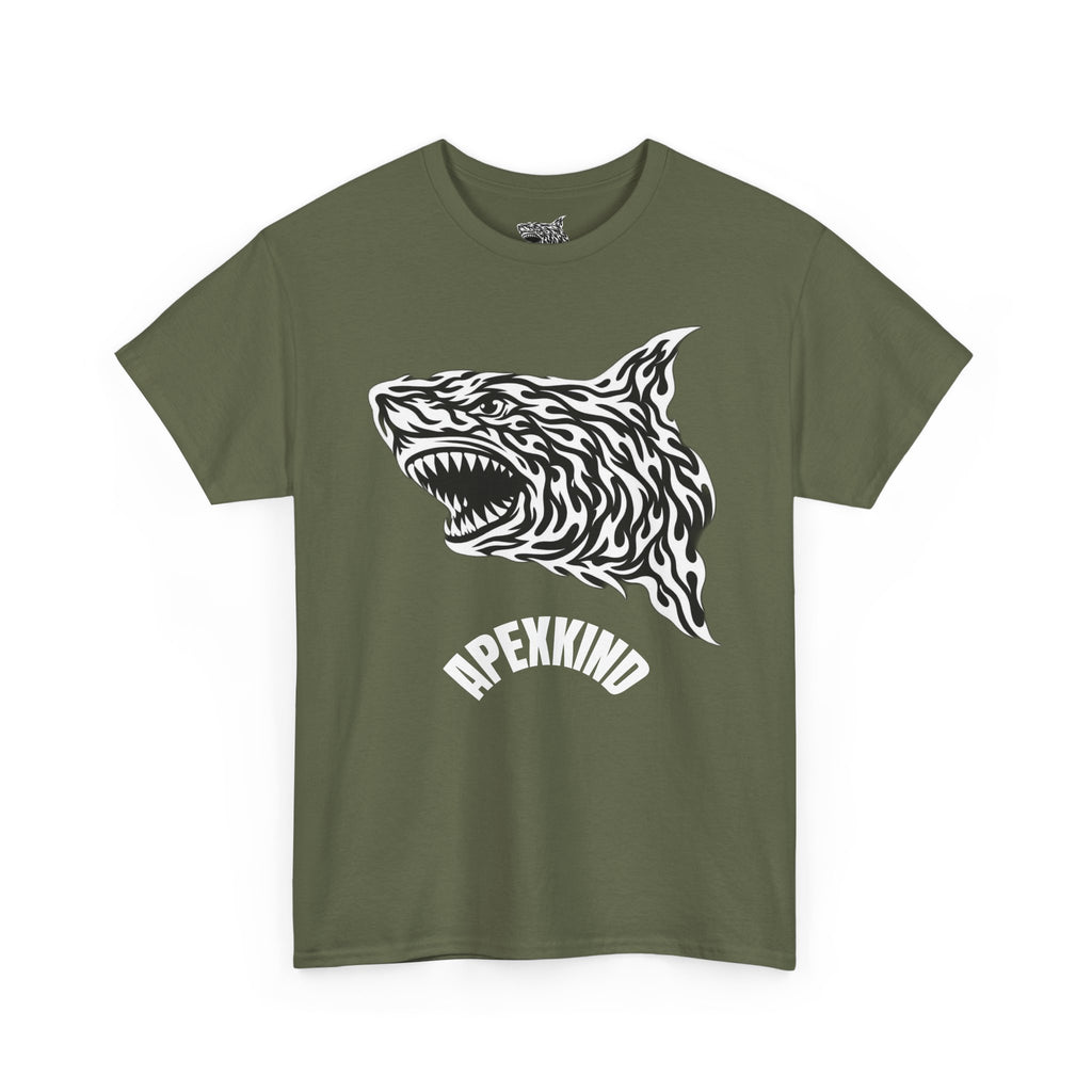 Tribal Flame Shark T-Shirt — "Apexkind" Tribal Shark Design