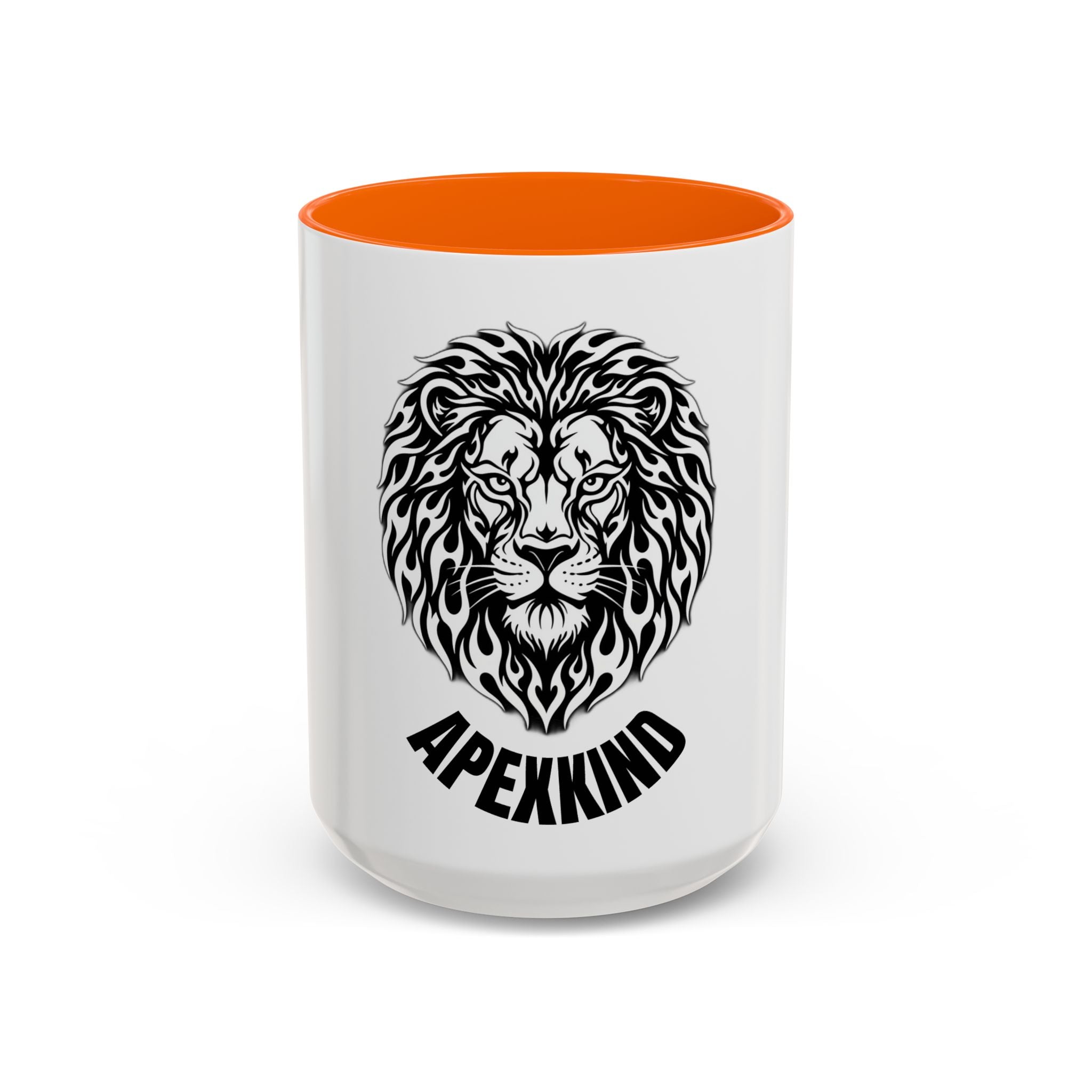 Lion Head Accent Coffee Mug — Black Tribal Lion Design (11oz & 15oz)