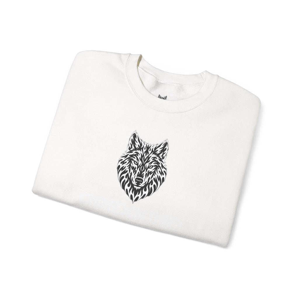 Wolf Head Crewneck Sweatshirt — Tribal Wolf Graphic Pullover