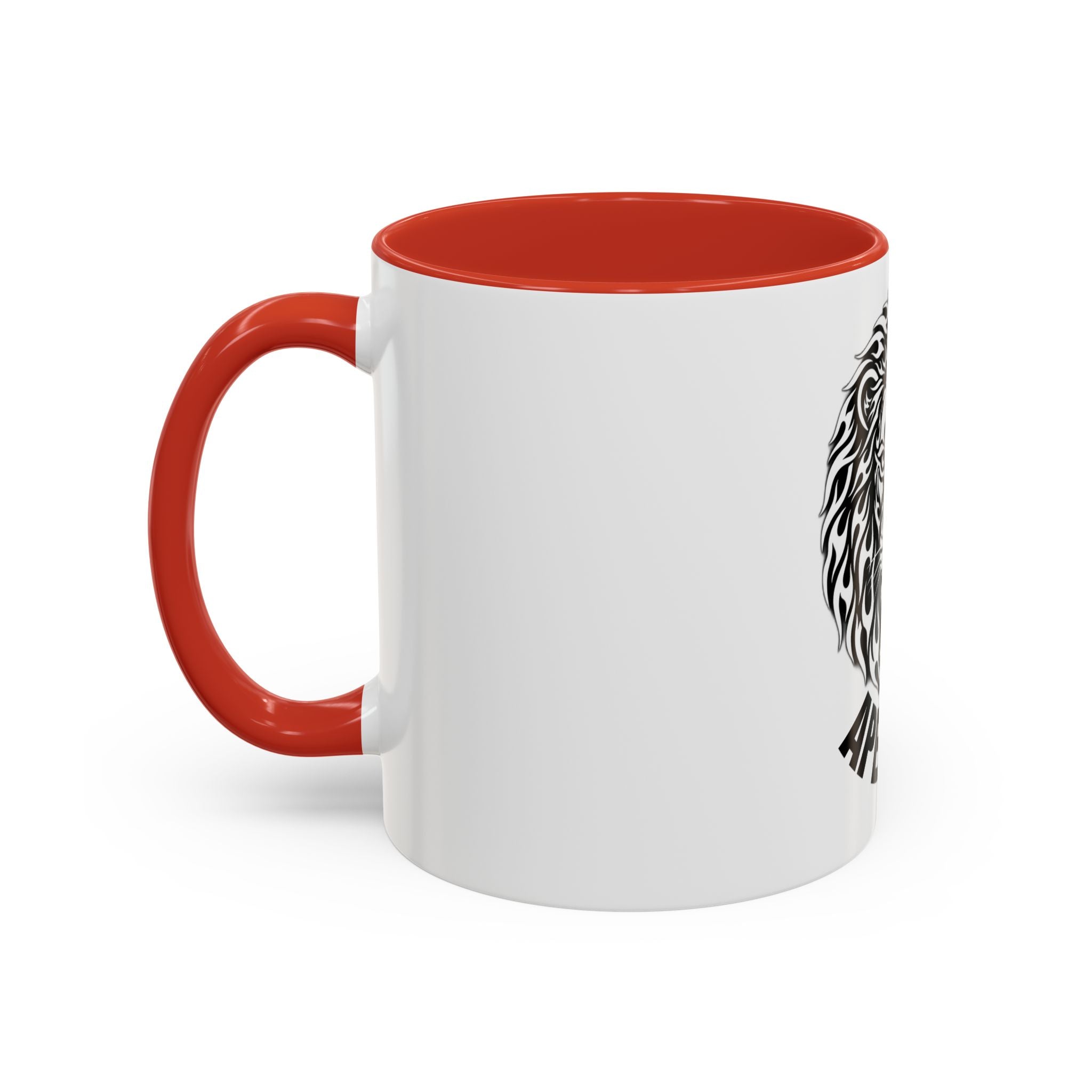 Lion Head Accent Coffee Mug — Black Tribal Lion Design (11oz & 15oz)