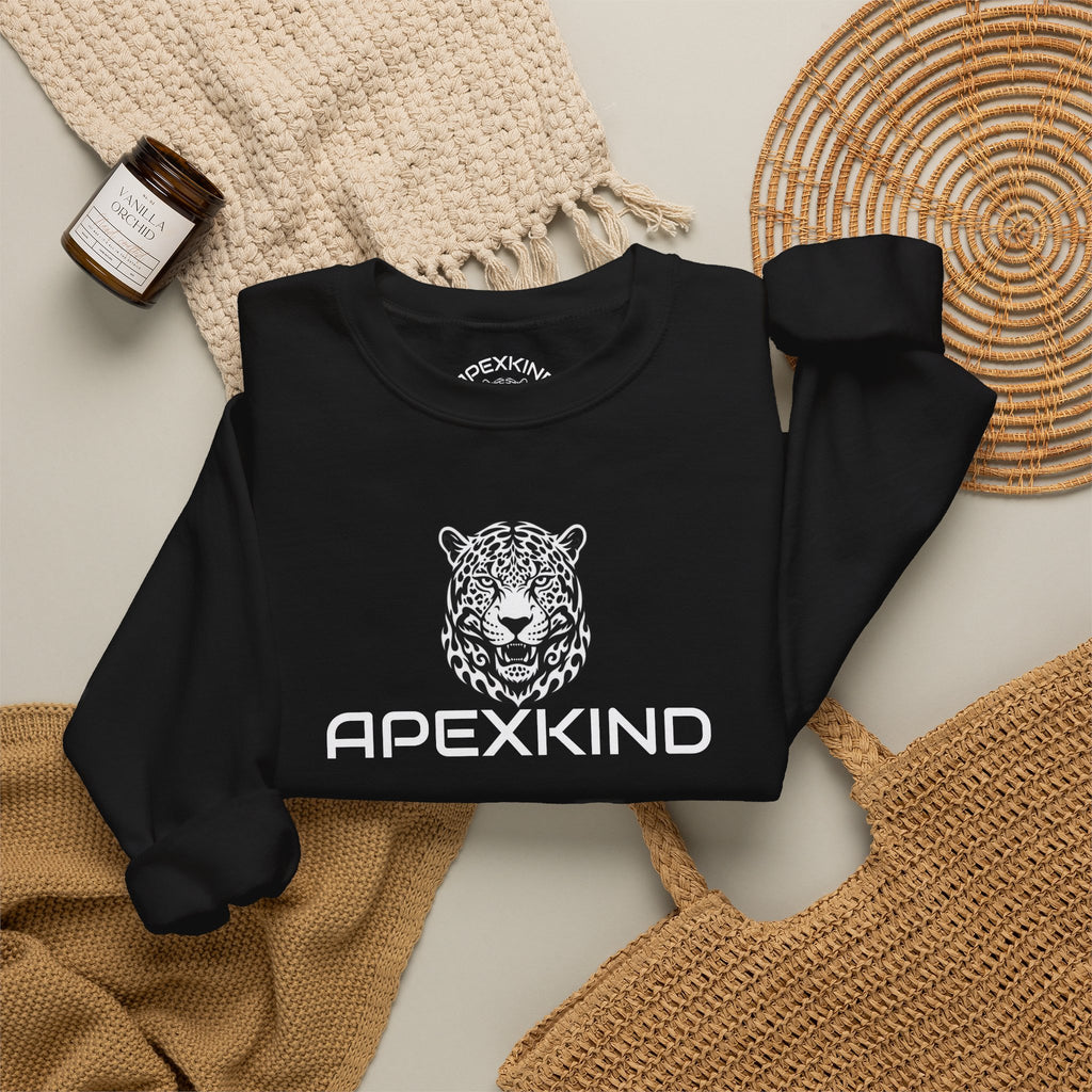 ApexKind Leopard Crewneck Sweatshirt — "Walk Wild, Live Sharp" Graphic
