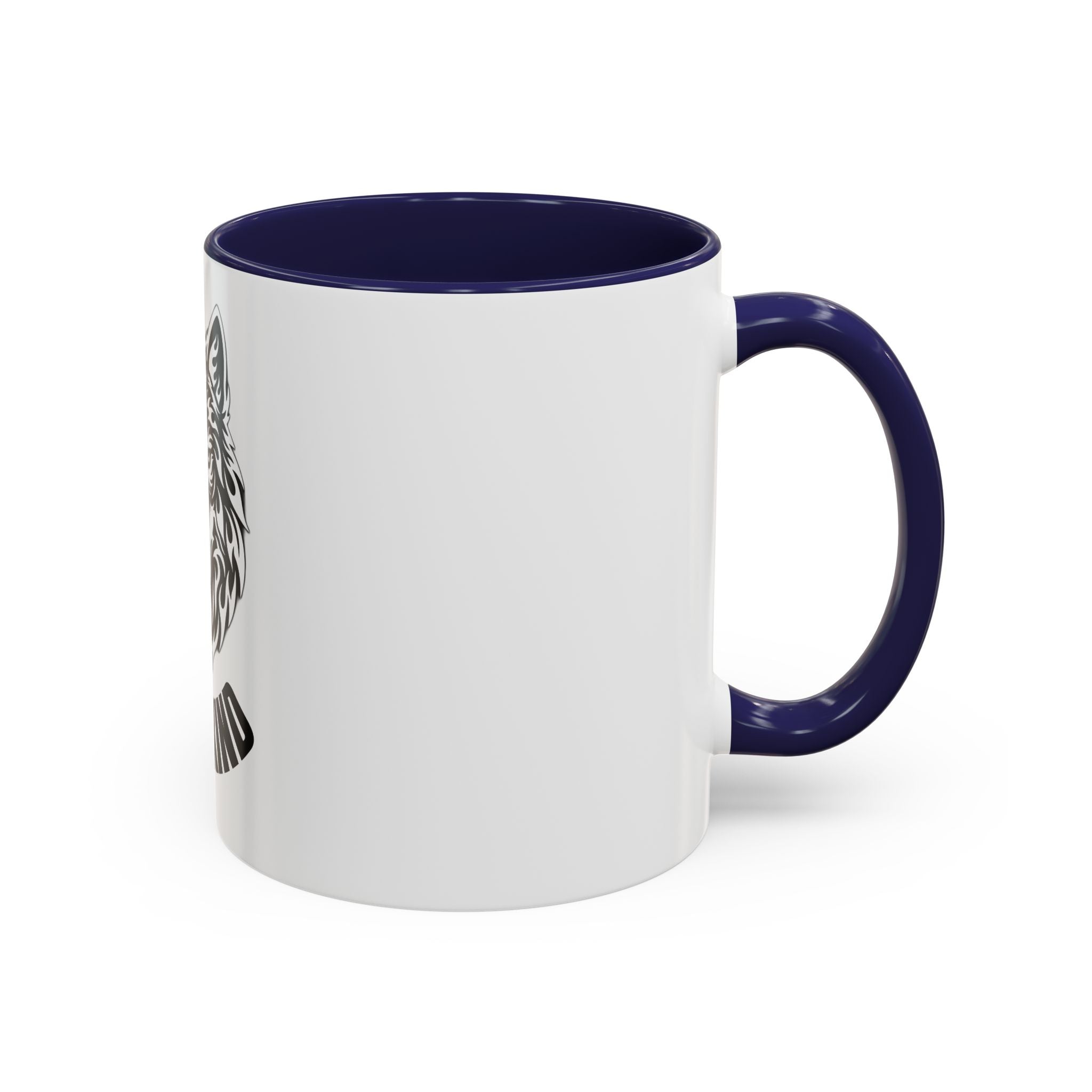 Tribal Wolf Accent Coffee Mug – Black Interior & Handle, Fierce Wolf Head Design (11/15 oz)