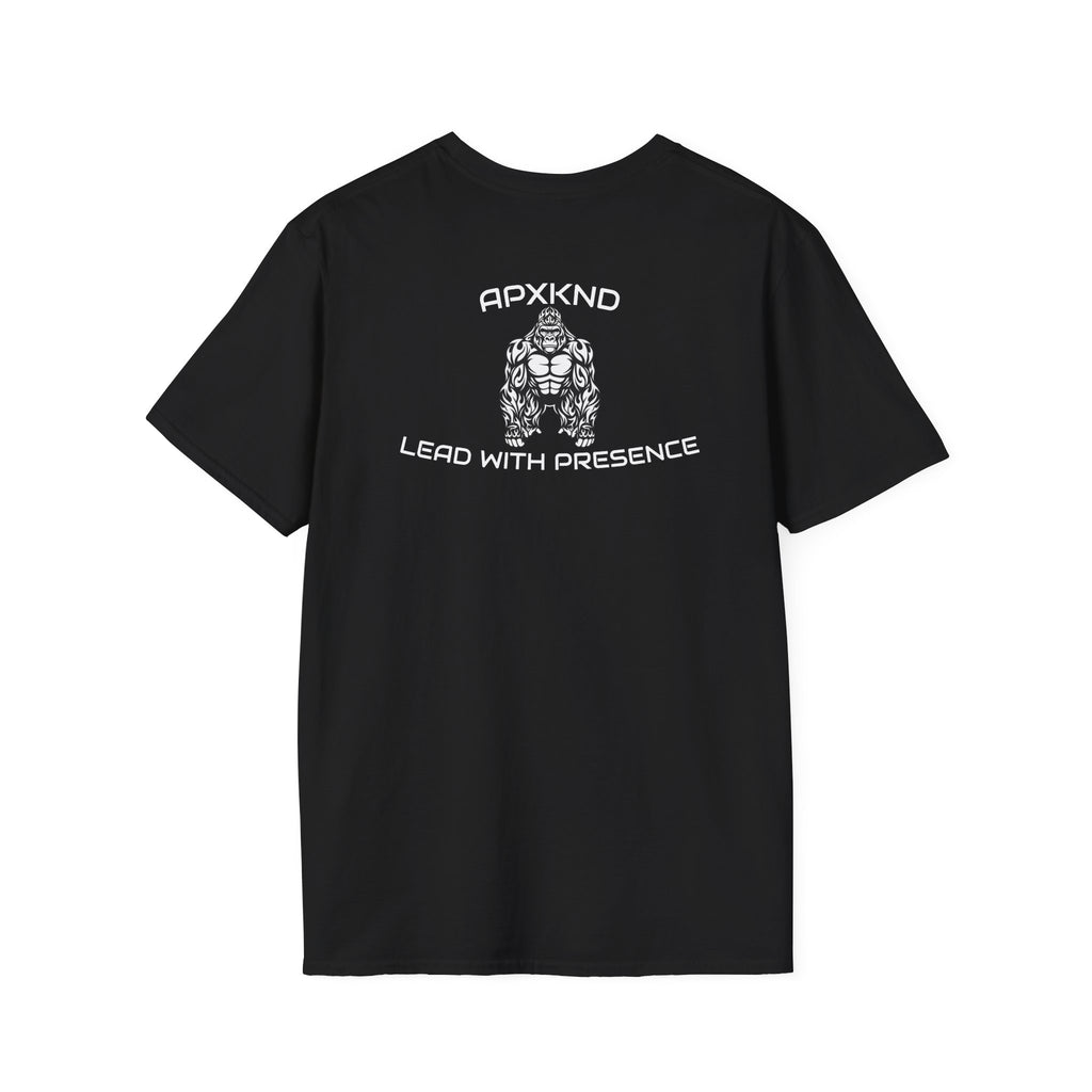 Apexkind Lead With Presence Gorilla Graphic T-Shirt – Unisex 100% Cotton Streetwear Tee, White
