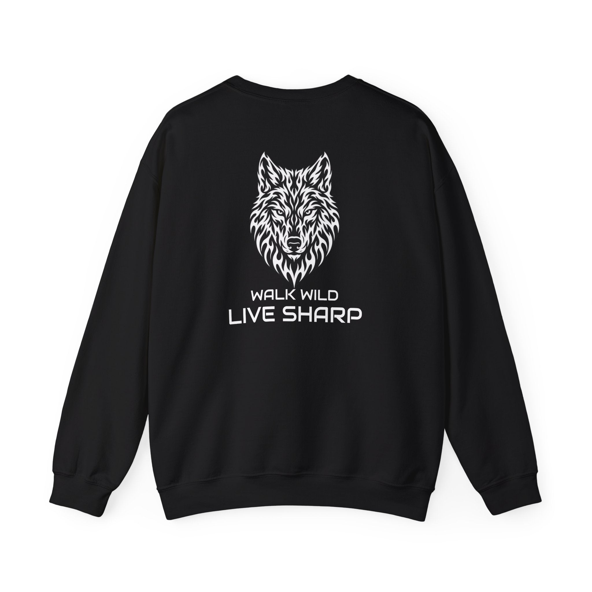 Wolf Head Crewneck Sweatshirt — Tribal Wolf Graphic Pullover