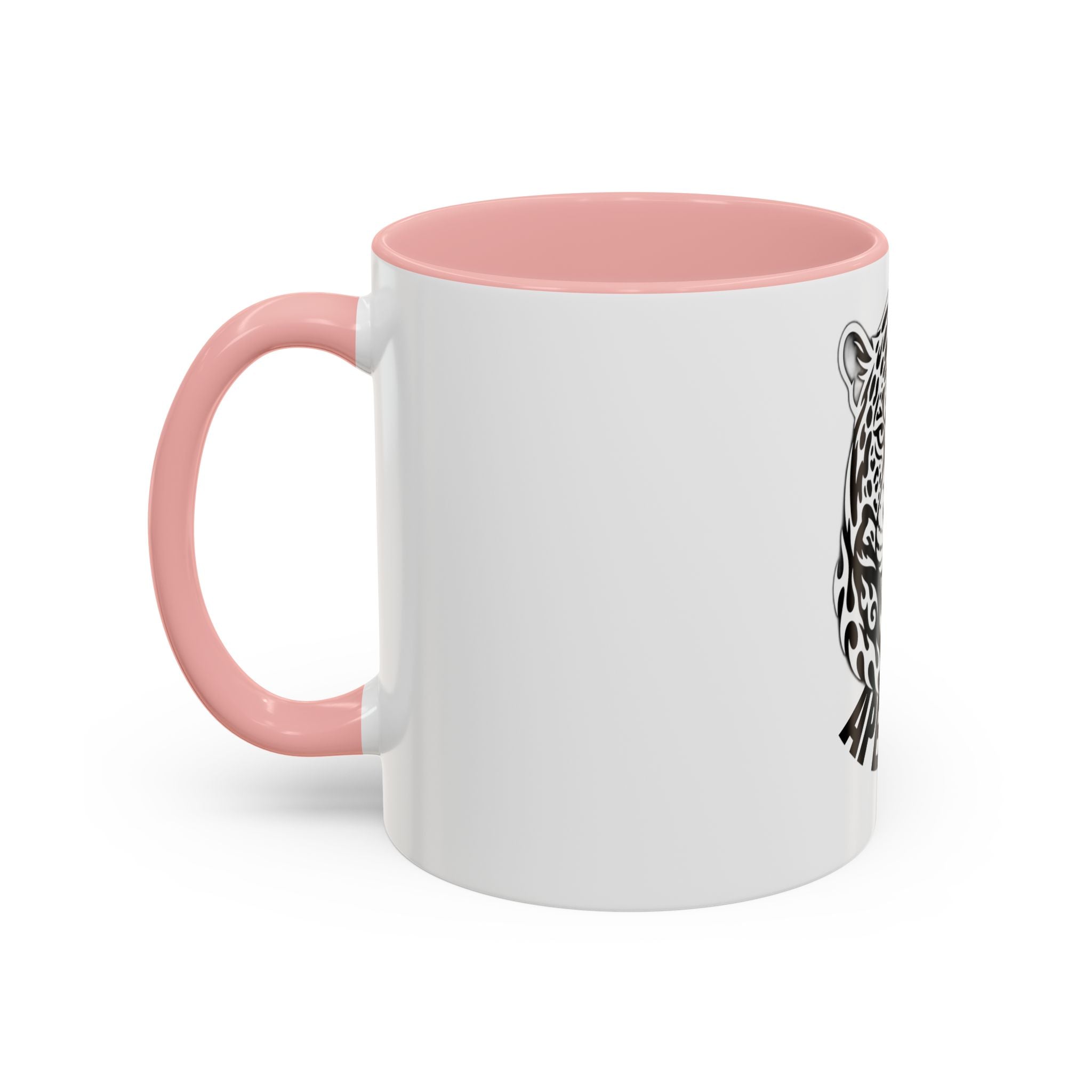 Tribal Wolf Accent Coffee Mug – Black Interior & Handle, Fierce Wolf Head Design (11/15 oz)