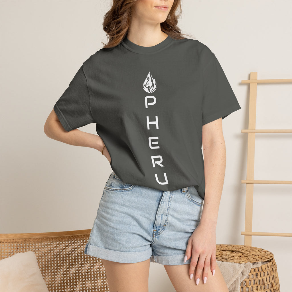 Pherus Vertical Flame Tee — Unisex Garment-Dyed Graphic T-Shirt