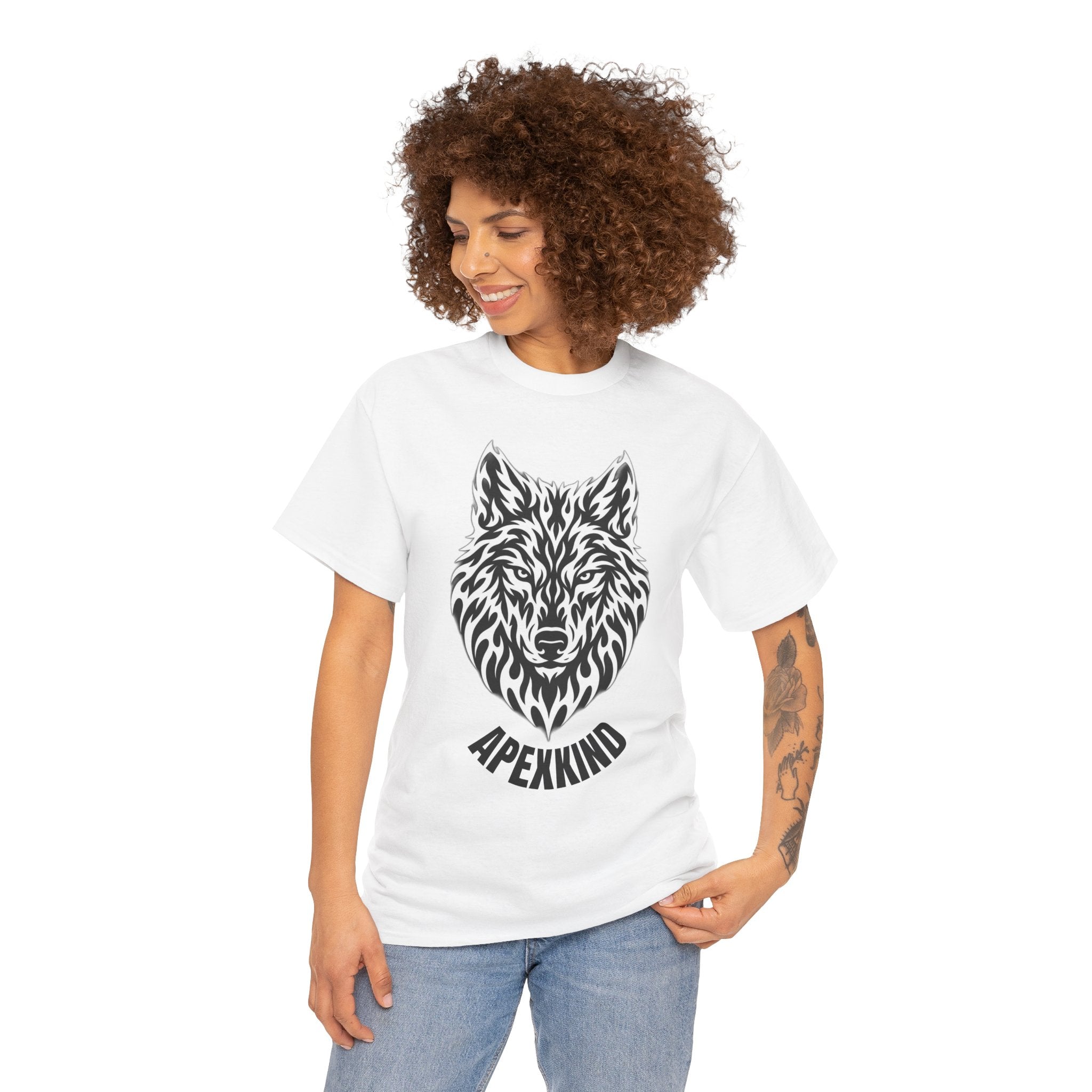 Wolf Head T-Shirt — 'Apexkind' Tribal Wolf Graphic Tee