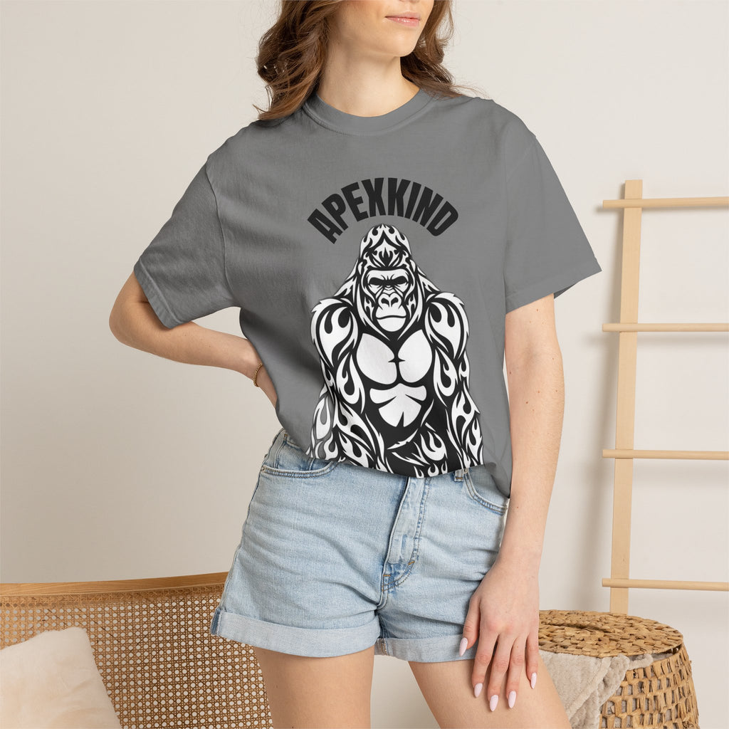 Tribal Flame Silverback Gorilla T-Shirt - Tribal Gorilla Illustration T-shirt | Bold Black Ape Design