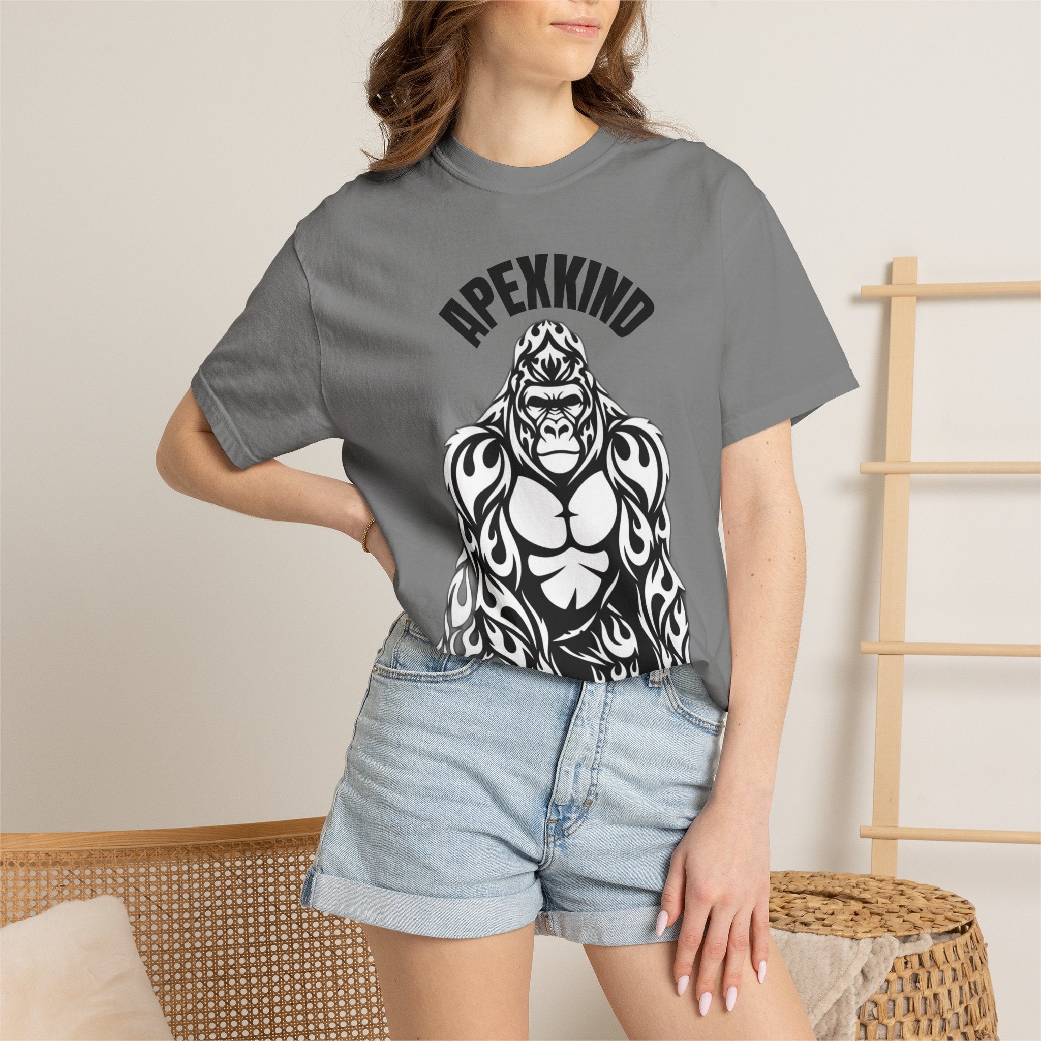 Tribal Flame Silverback Gorilla T-Shirt - Tribal Gorilla Illustration T-shirt | Bold Black Ape Design