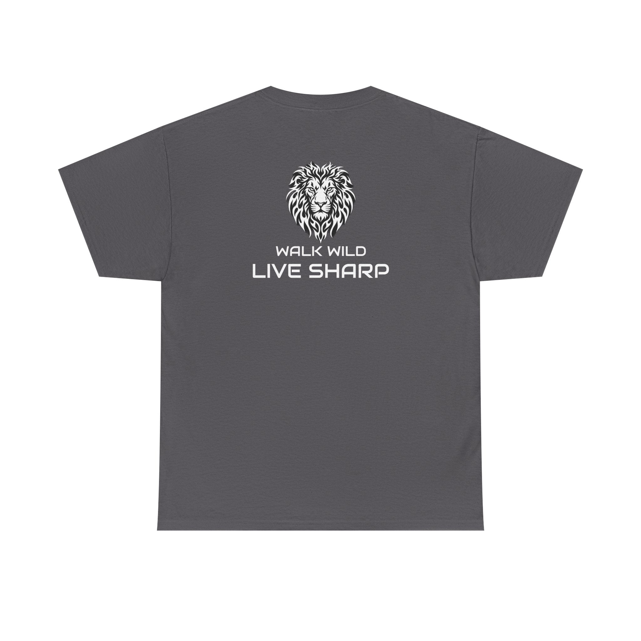 ApexKind Lion Tee — Motivational Lion Graphic T-Shirt ("WALK WILD LIVE SHARP")