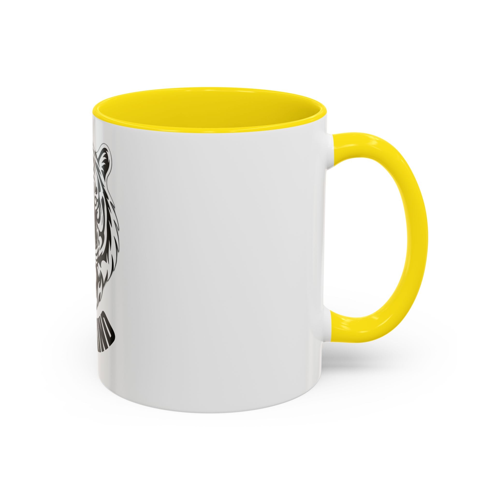 Tiger Head Accent Coffee Mug — Monochrome Tribal Tiger Face Ceramic Cup (11/15oz)