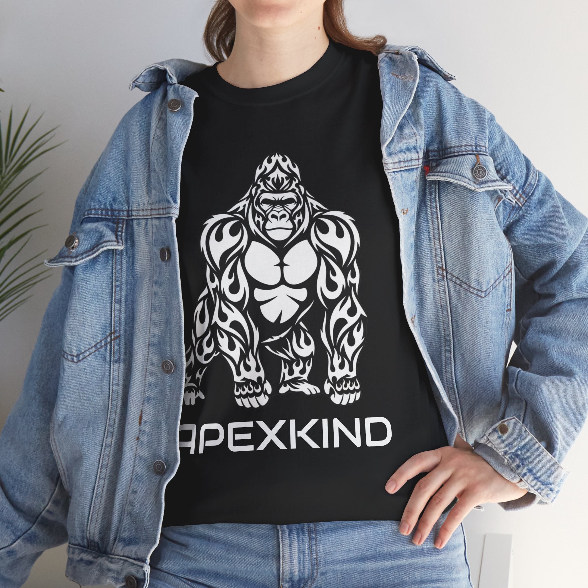 ApexKind Gorilla Graphic Tee — 'Stay Apex, Stay Driven' Motivational Fitness Shirt