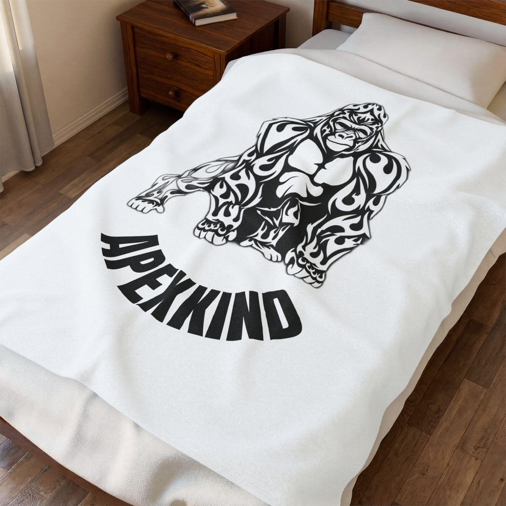 ApexKind Gorilla Velveteen Plush Blanket — Soft Tribal Ape Graphic Throw