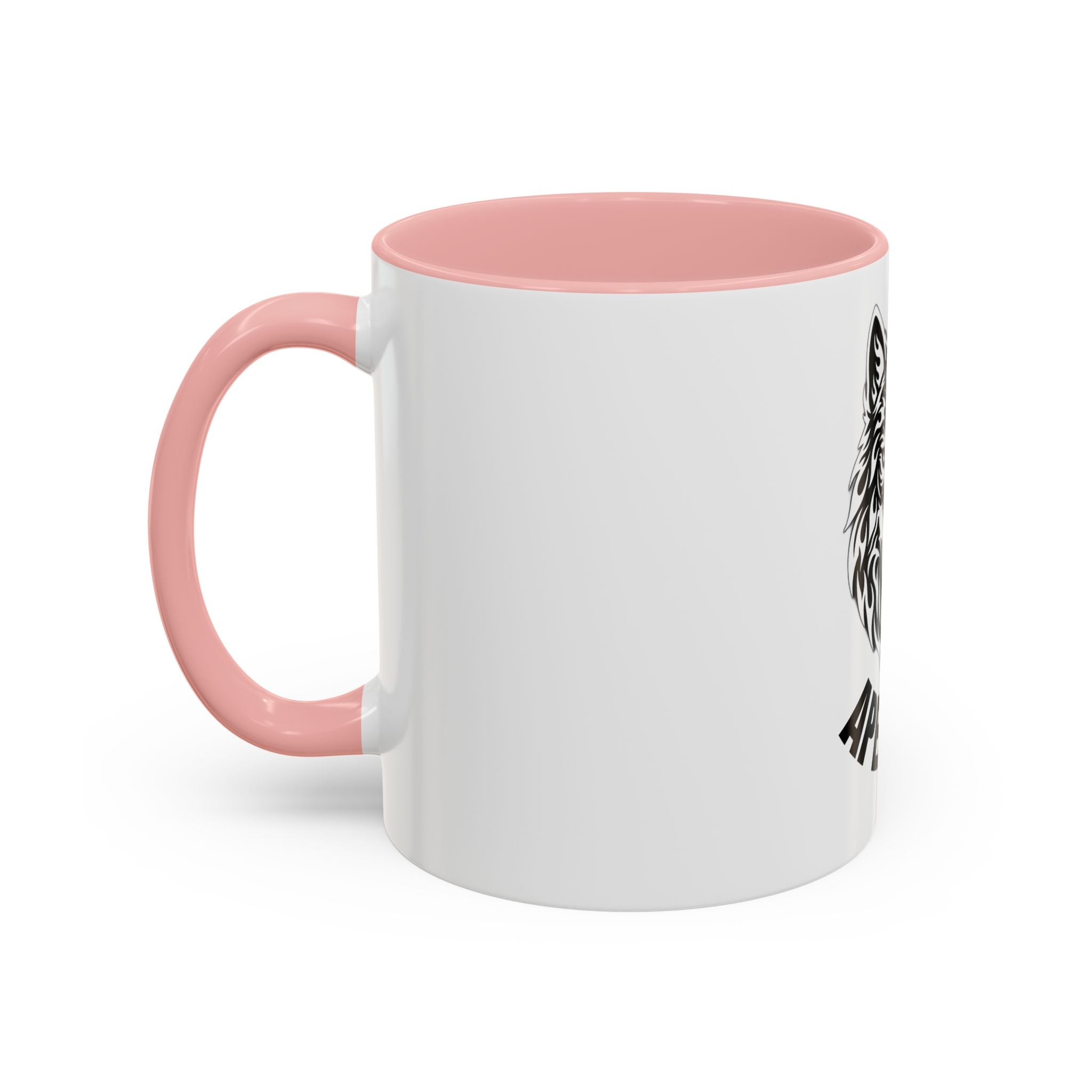 Tribal Wolf Accent Coffee Mug – Black Interior & Handle, Fierce Wolf Head Design (11/15 oz)