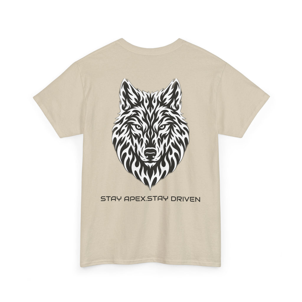Wolf Graphic Tee — 'Stay Apex, Stay Driven' Motivational Shirt