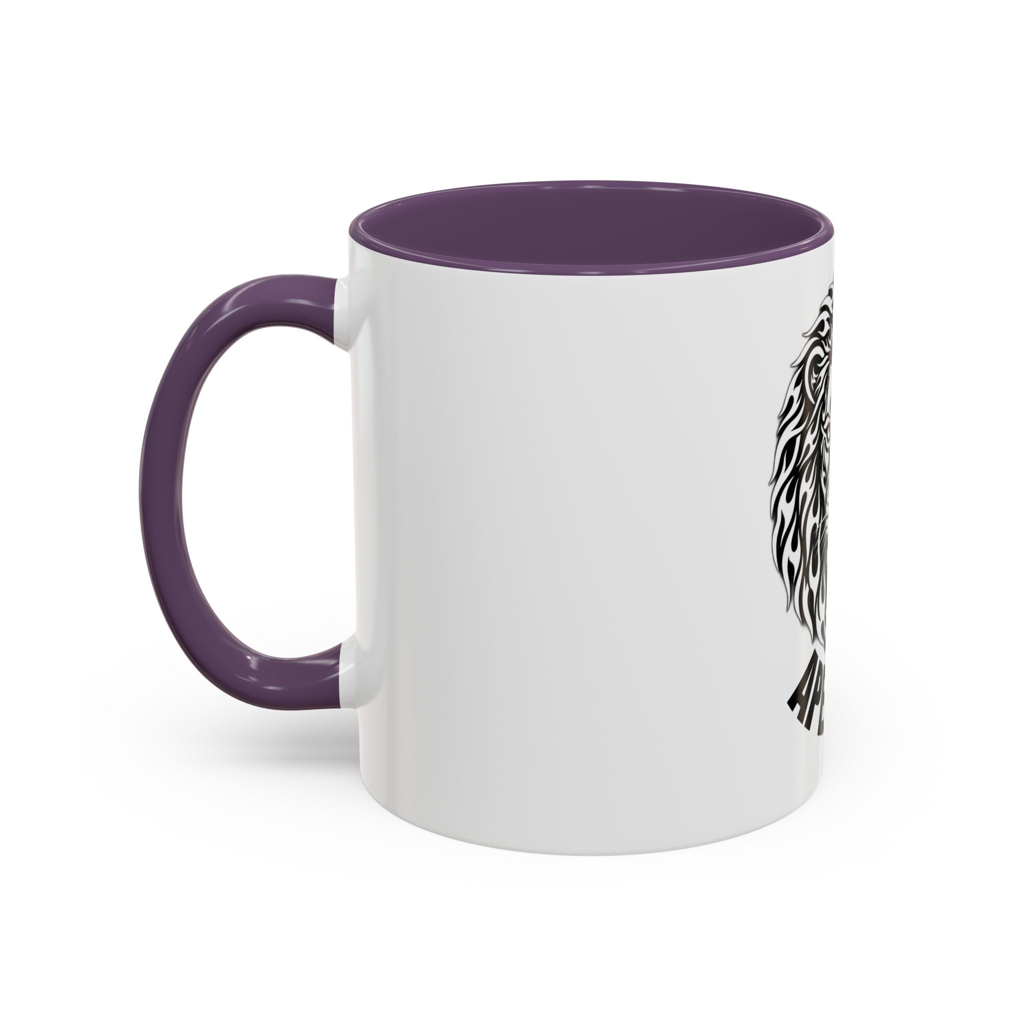 Lion Head Accent Coffee Mug — Black Tribal Lion Design (11oz & 15oz)