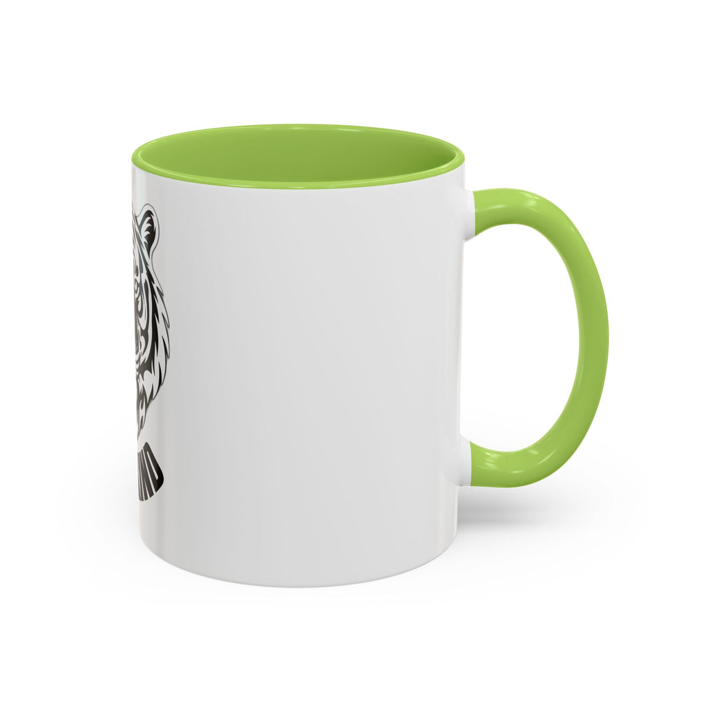 Tiger Head Accent Coffee Mug — Monochrome Tribal Tiger Face Ceramic Cup (11/15oz)