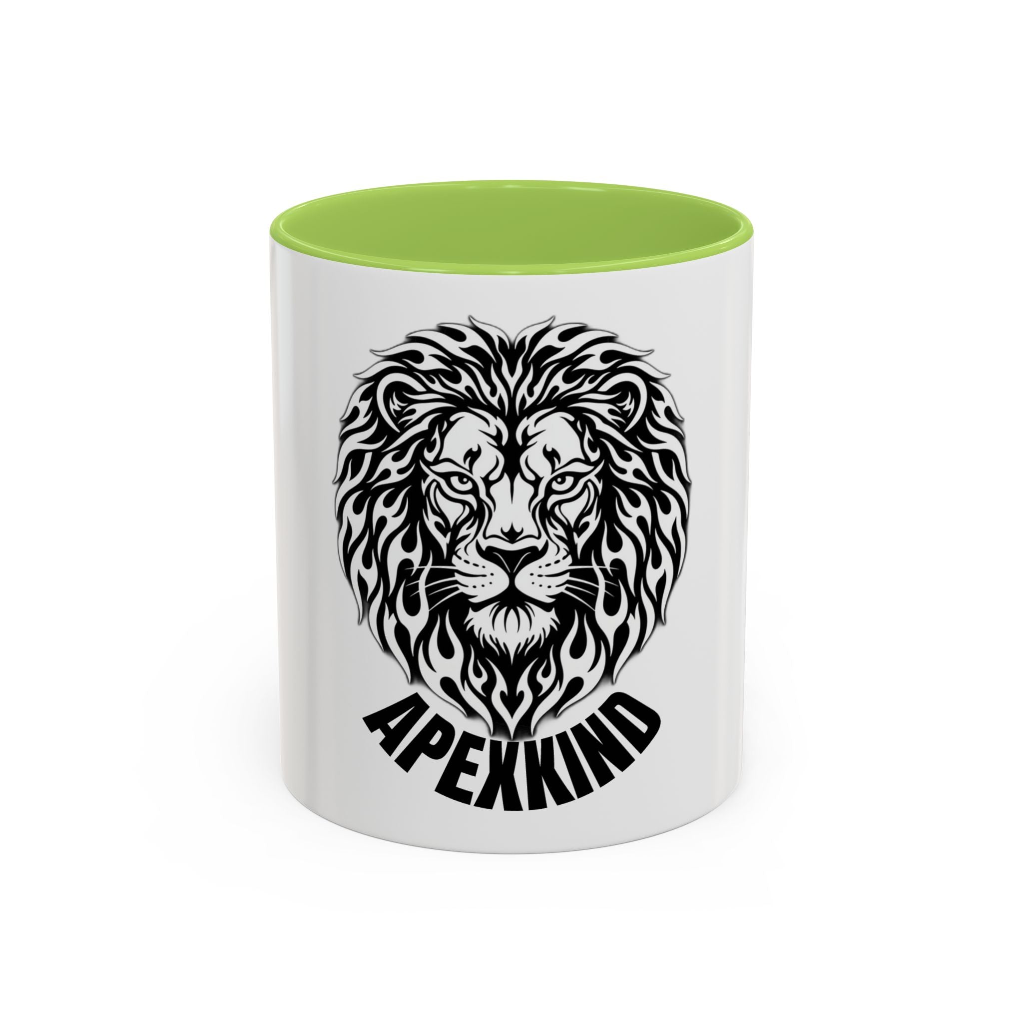 Lion Head Accent Coffee Mug — Black Tribal Lion Design (11oz & 15oz)